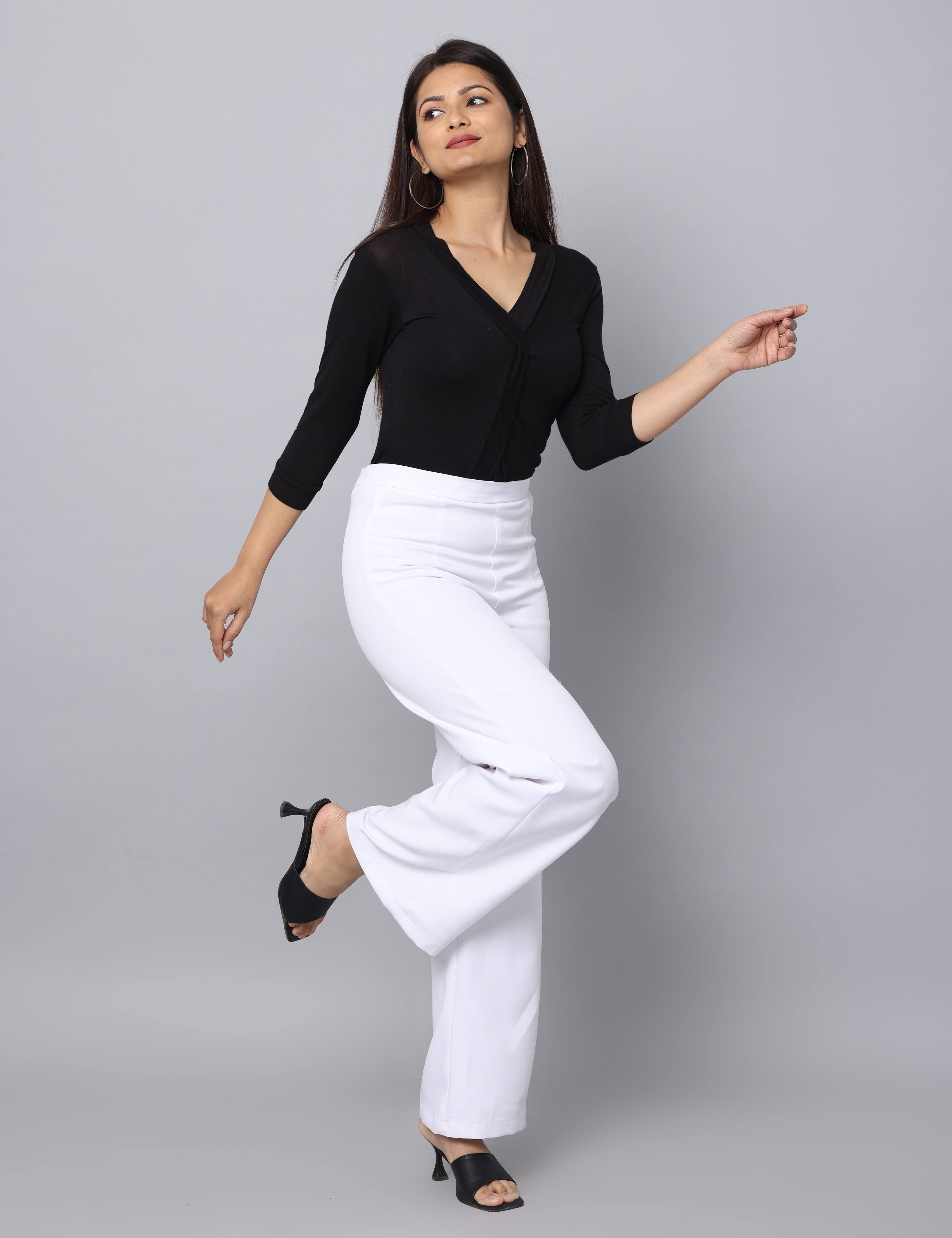 4 Way Stretch High-waist trousers-White