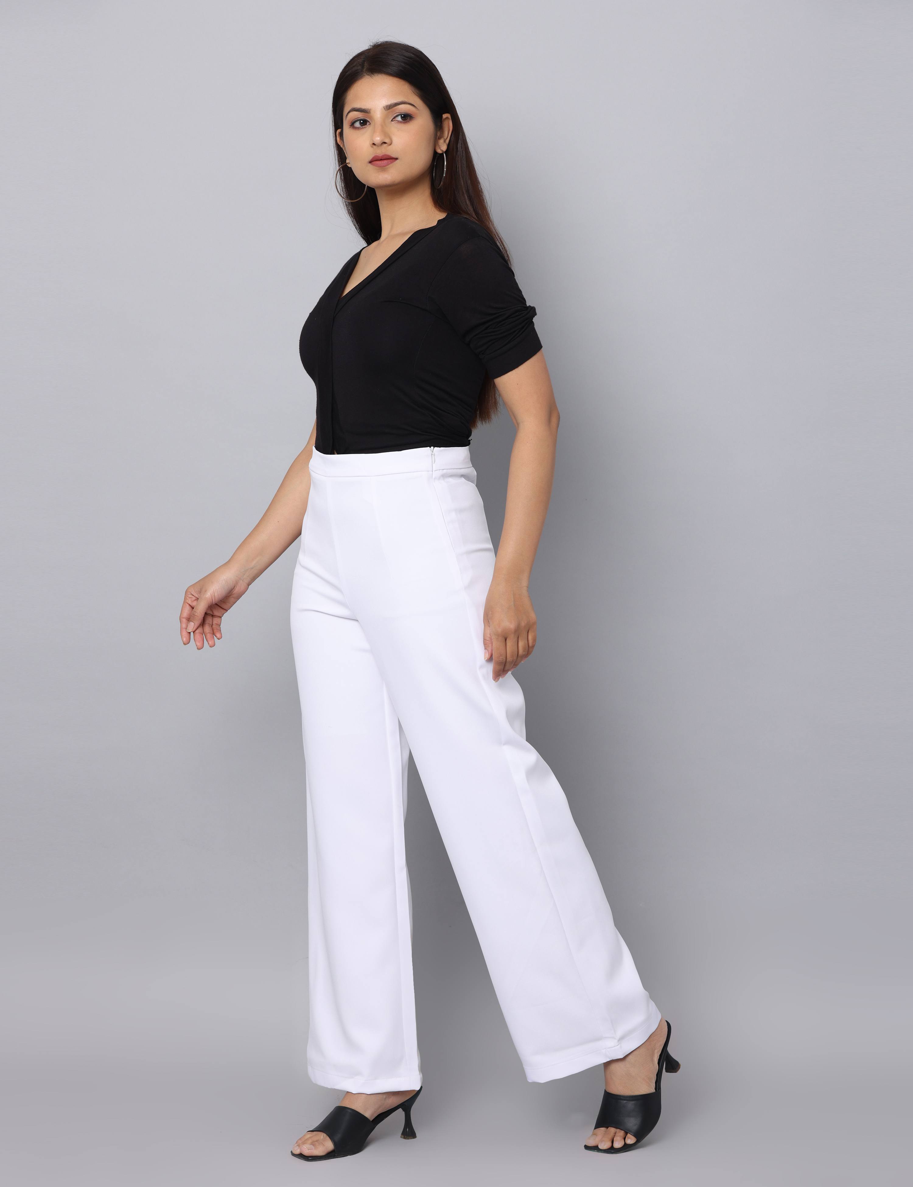 4 Way Stretch High-waist trousers-White