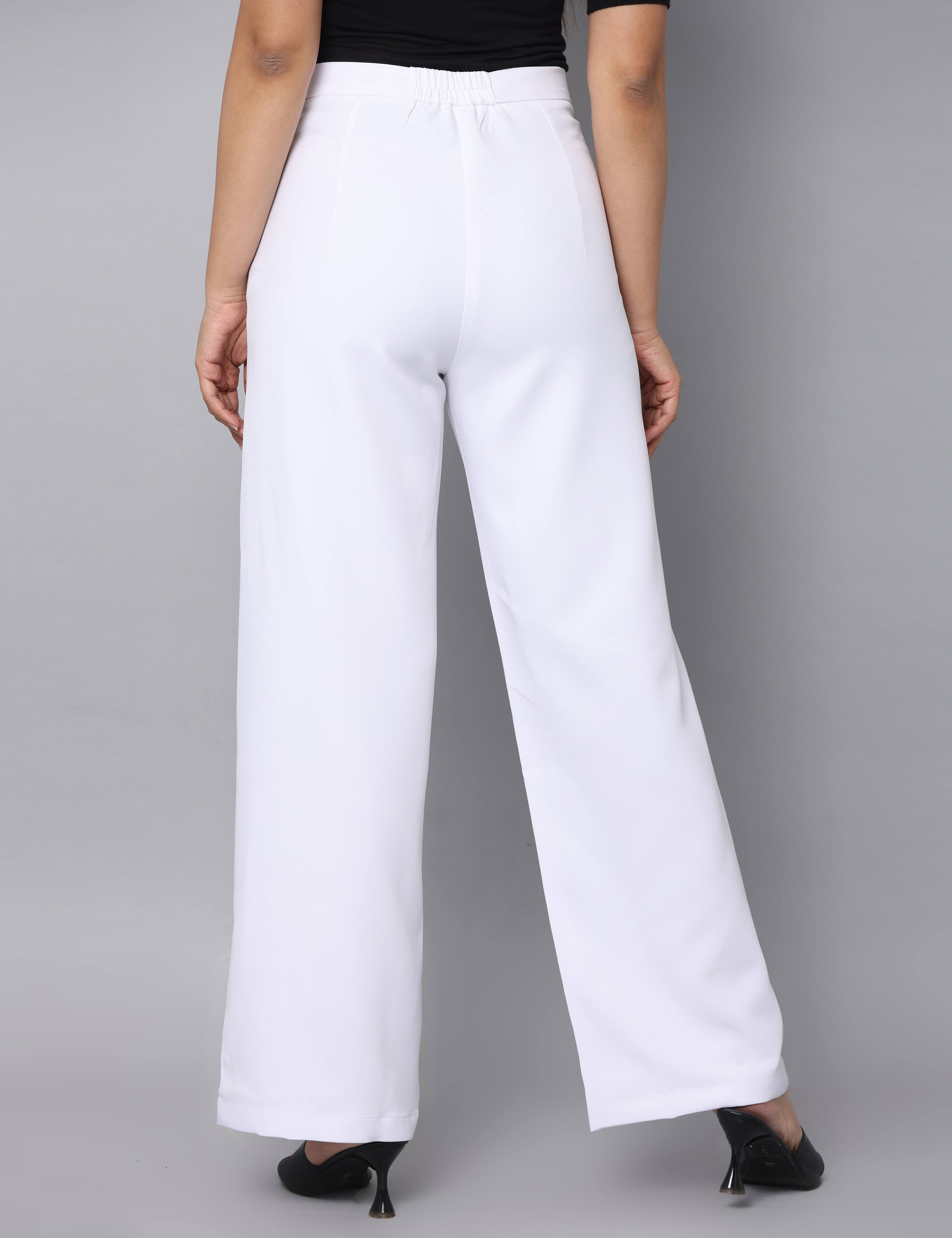 4 Way Stretch High-waist trousers-White