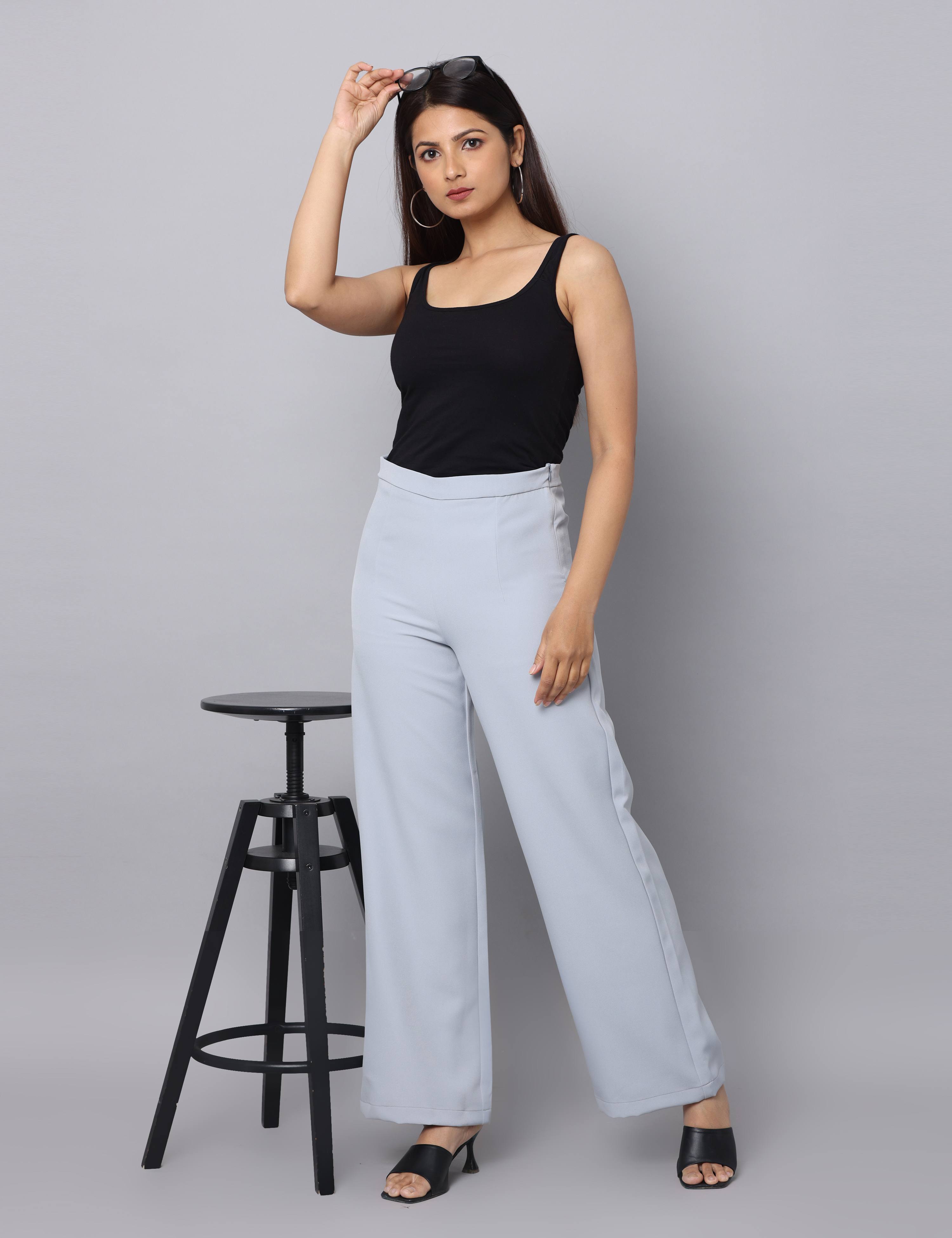 4 Way Stretch High-waist trousers-Grey