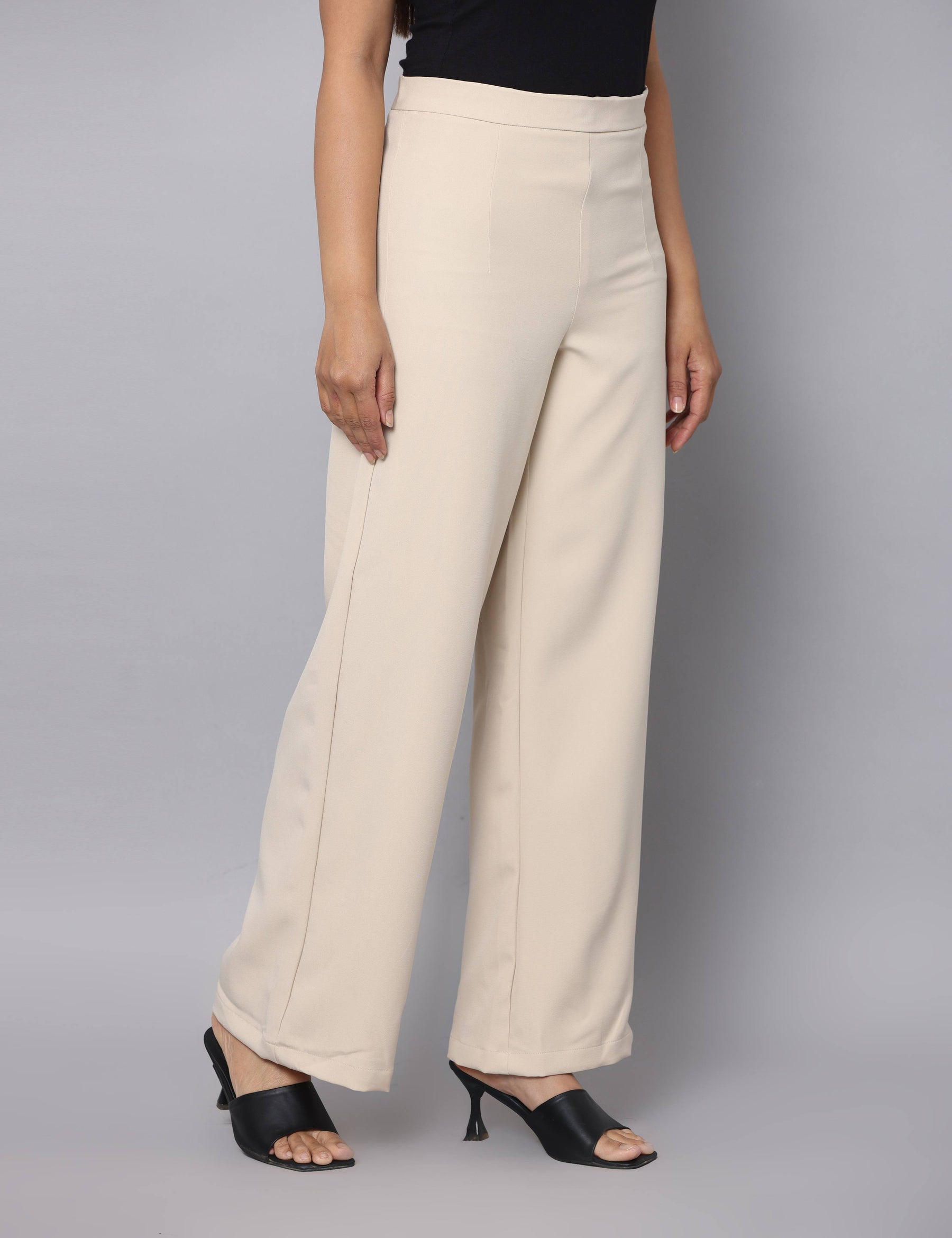 4 Way Stretch High-waist trousers-Beige
