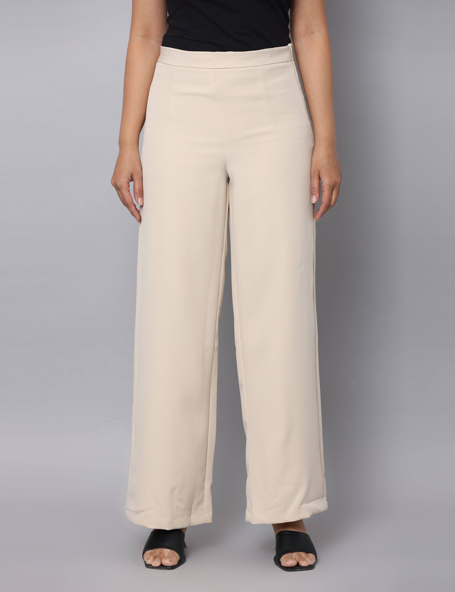 4 Way Stretch High-waist trousers-Beige