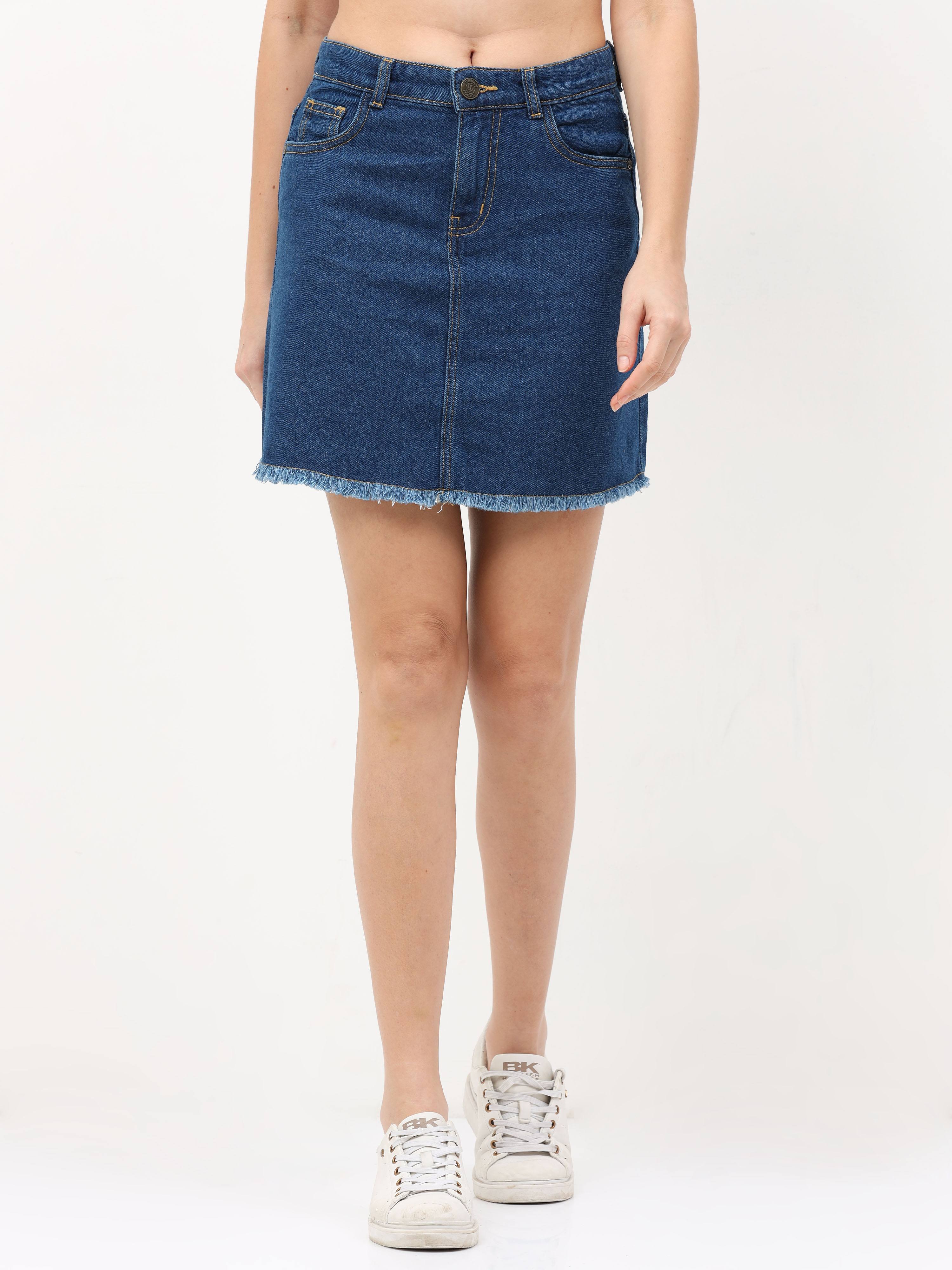 Hight Waist Blue Denim skirt
