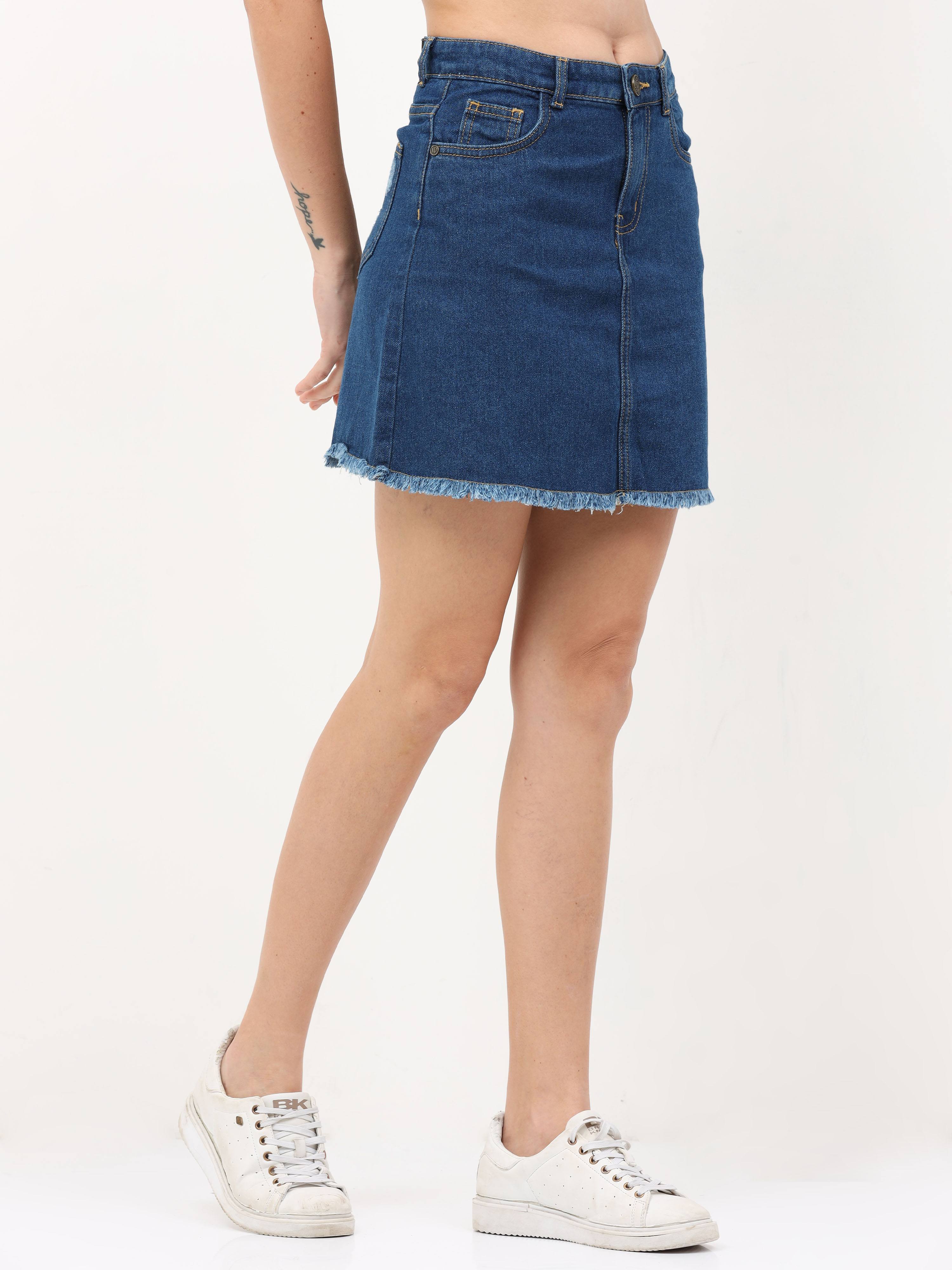 Hight Waist Blue Denim skirt