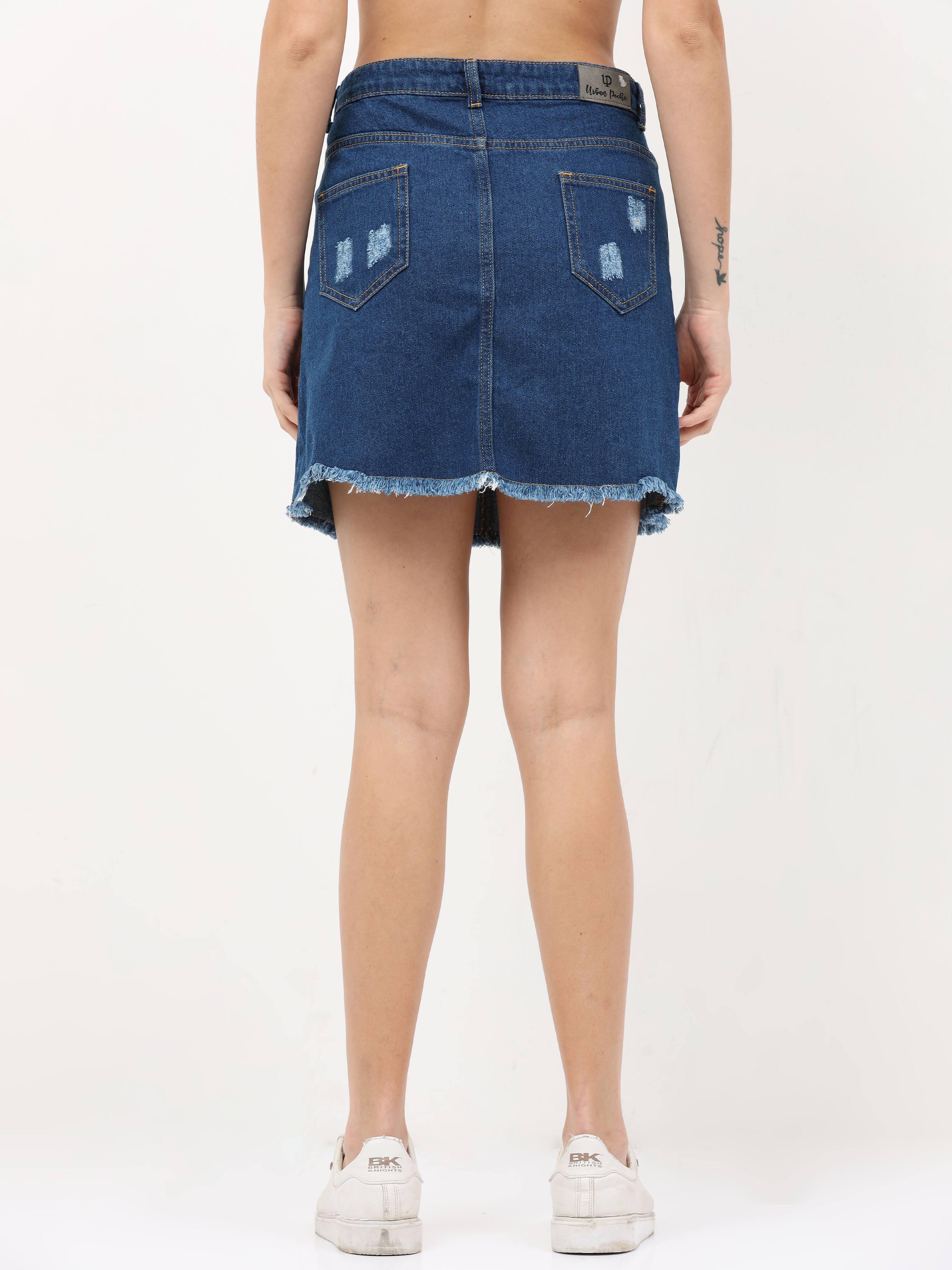 Hight Waist Blue Denim skirt