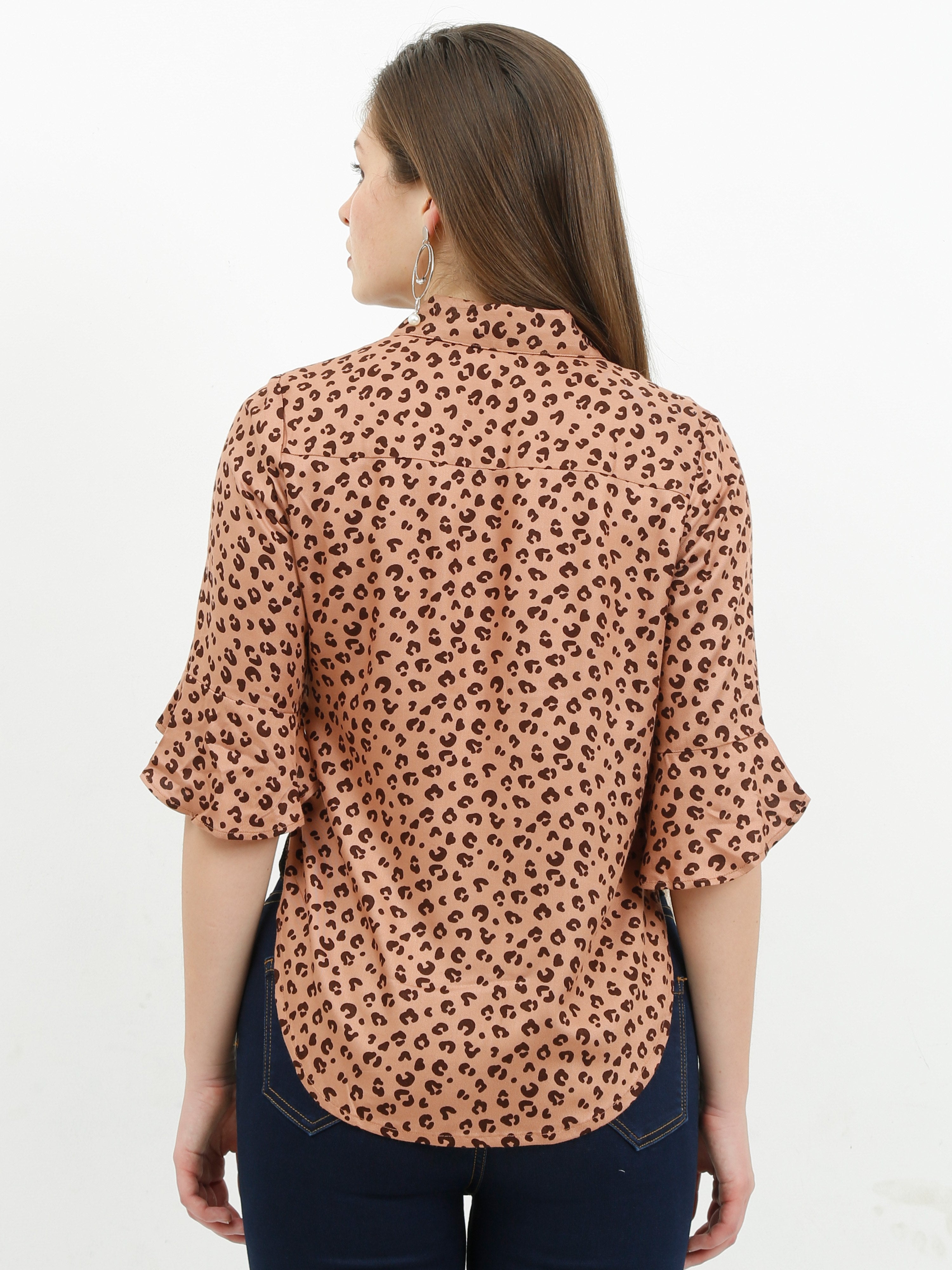 Brown Beige Animal Printed crop Top