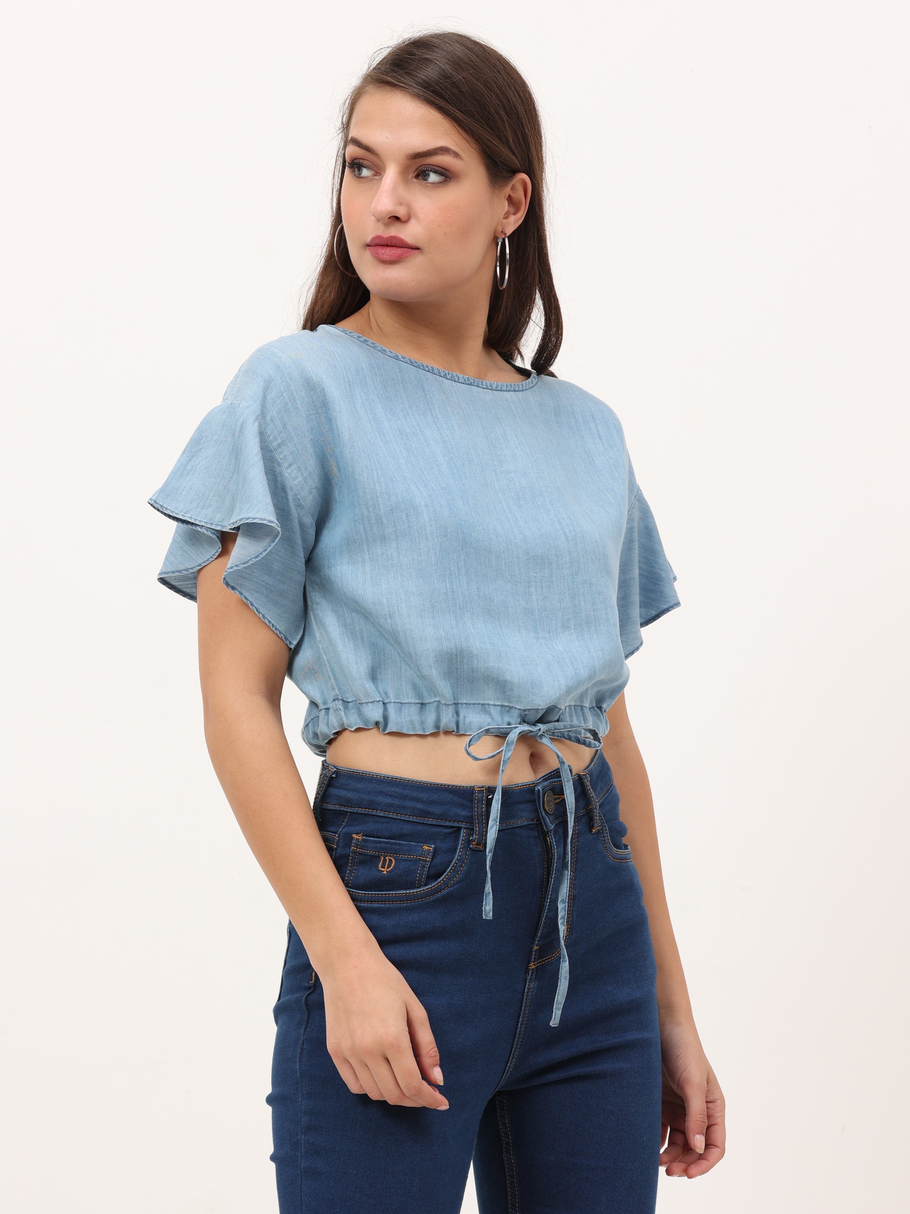 Ruched tie up crop top