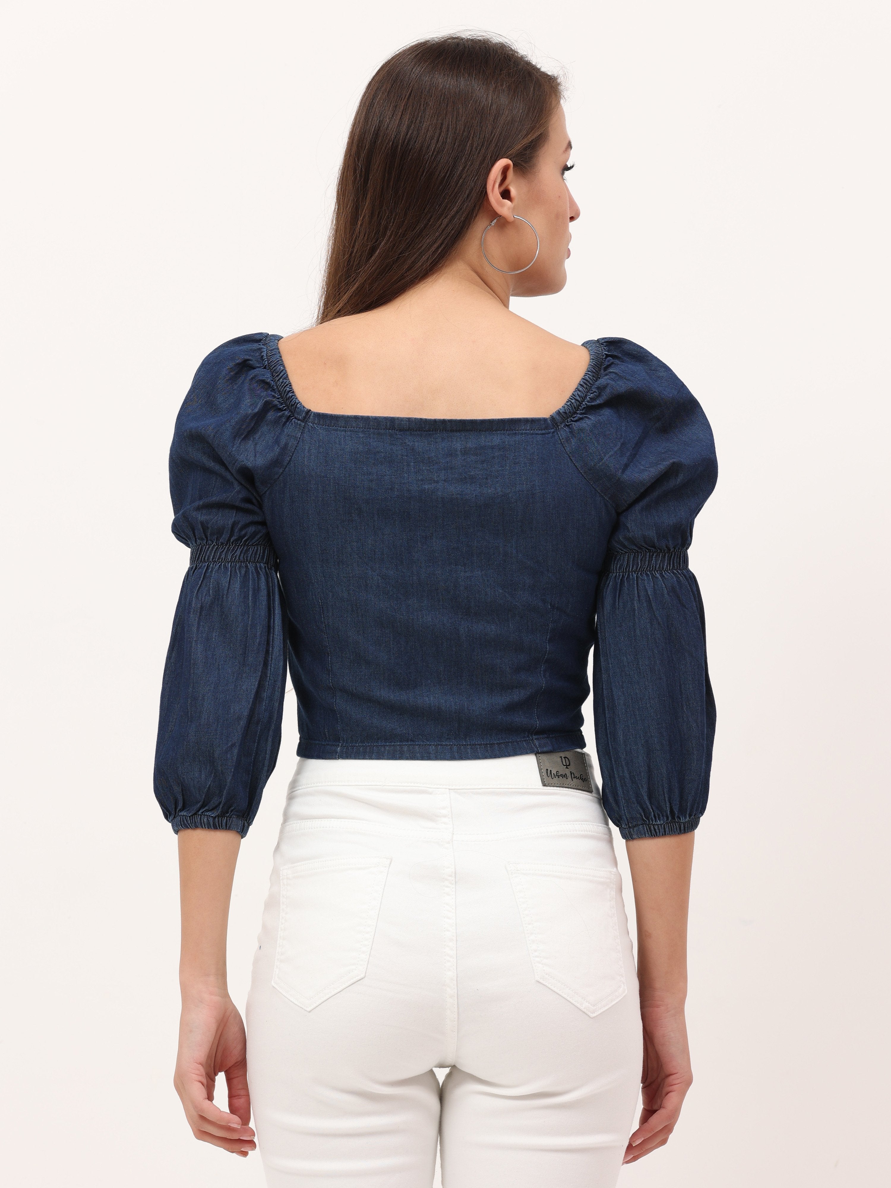 Solid square neck crop top