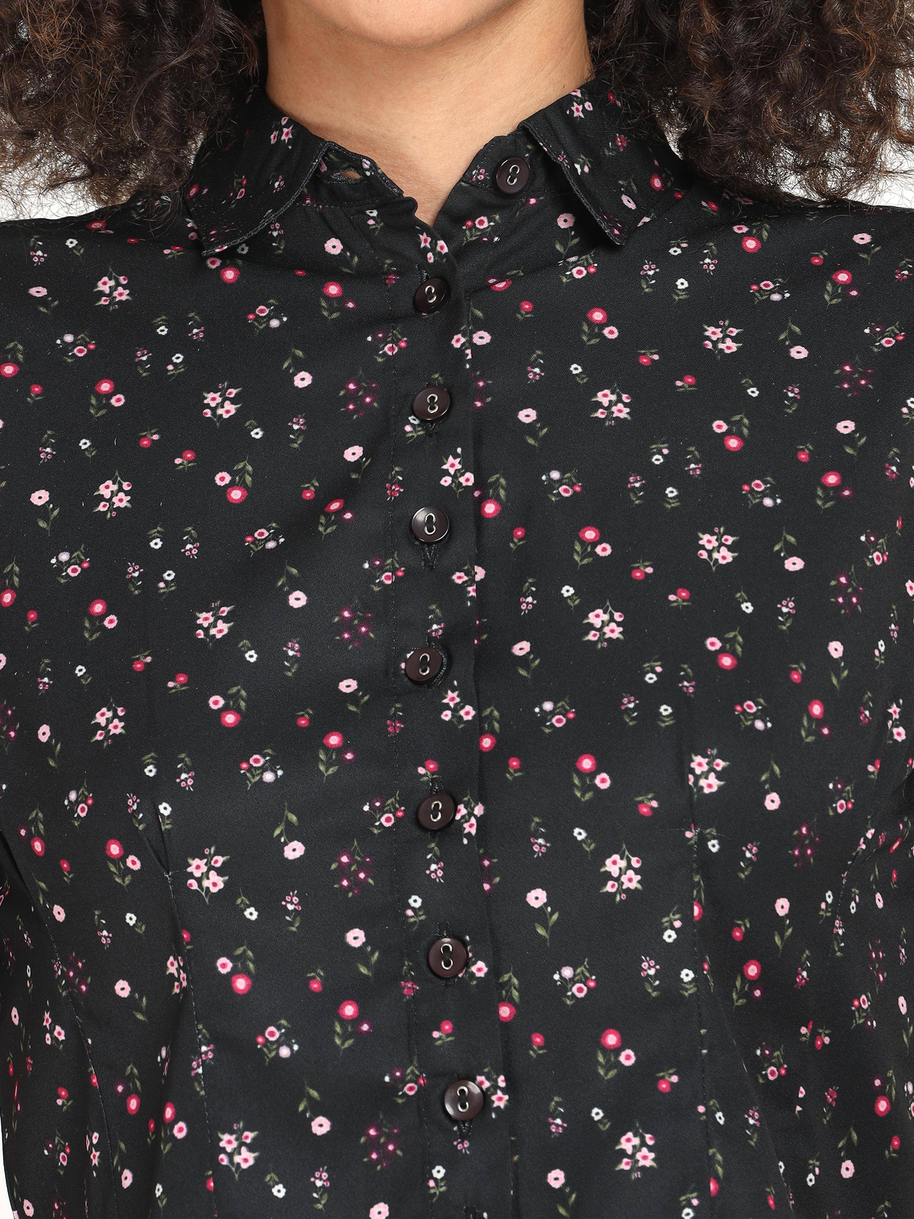 Floral Puff Sleeves Crop Top