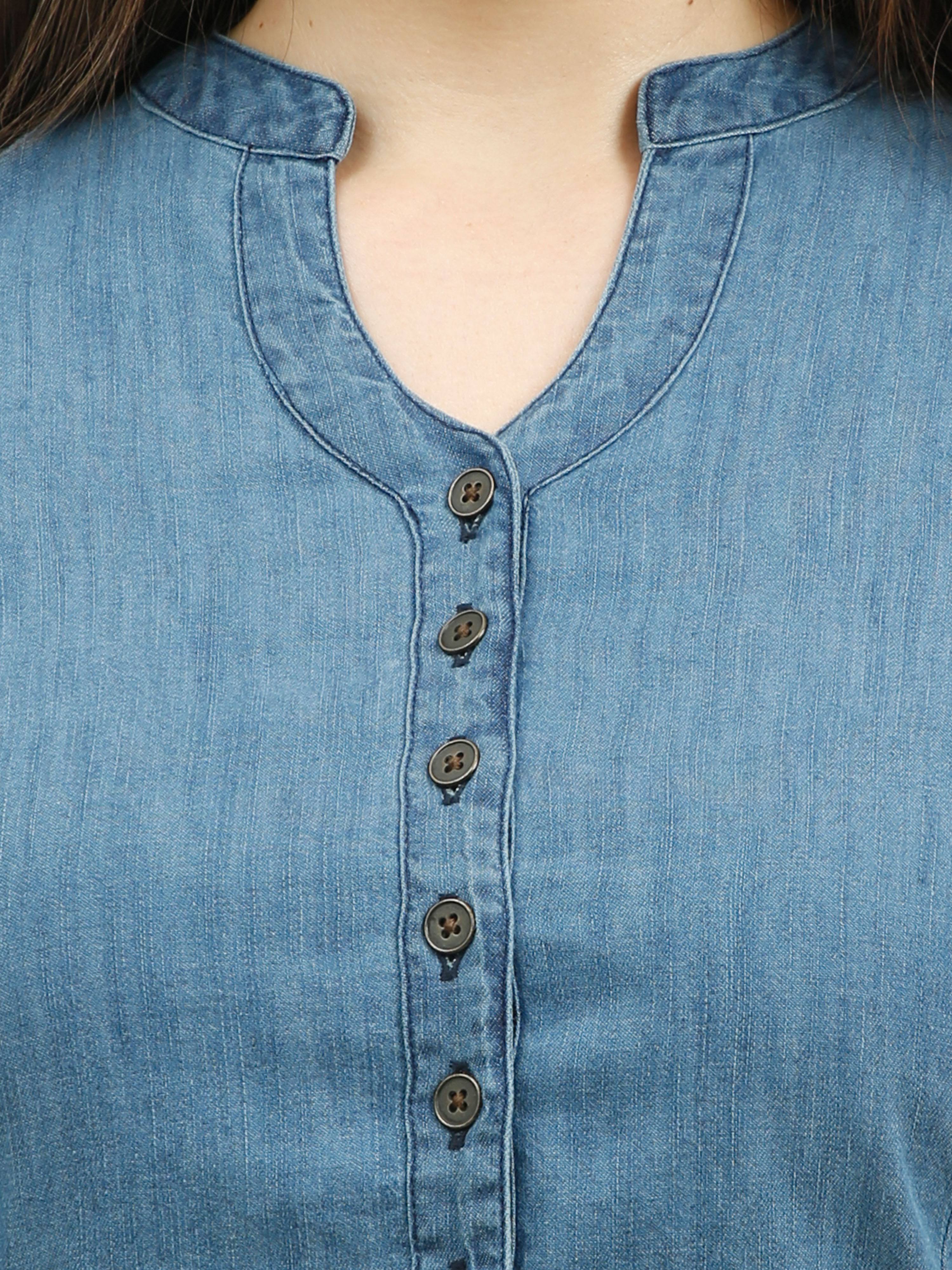 Stand Collar With V- Neck Crop Top