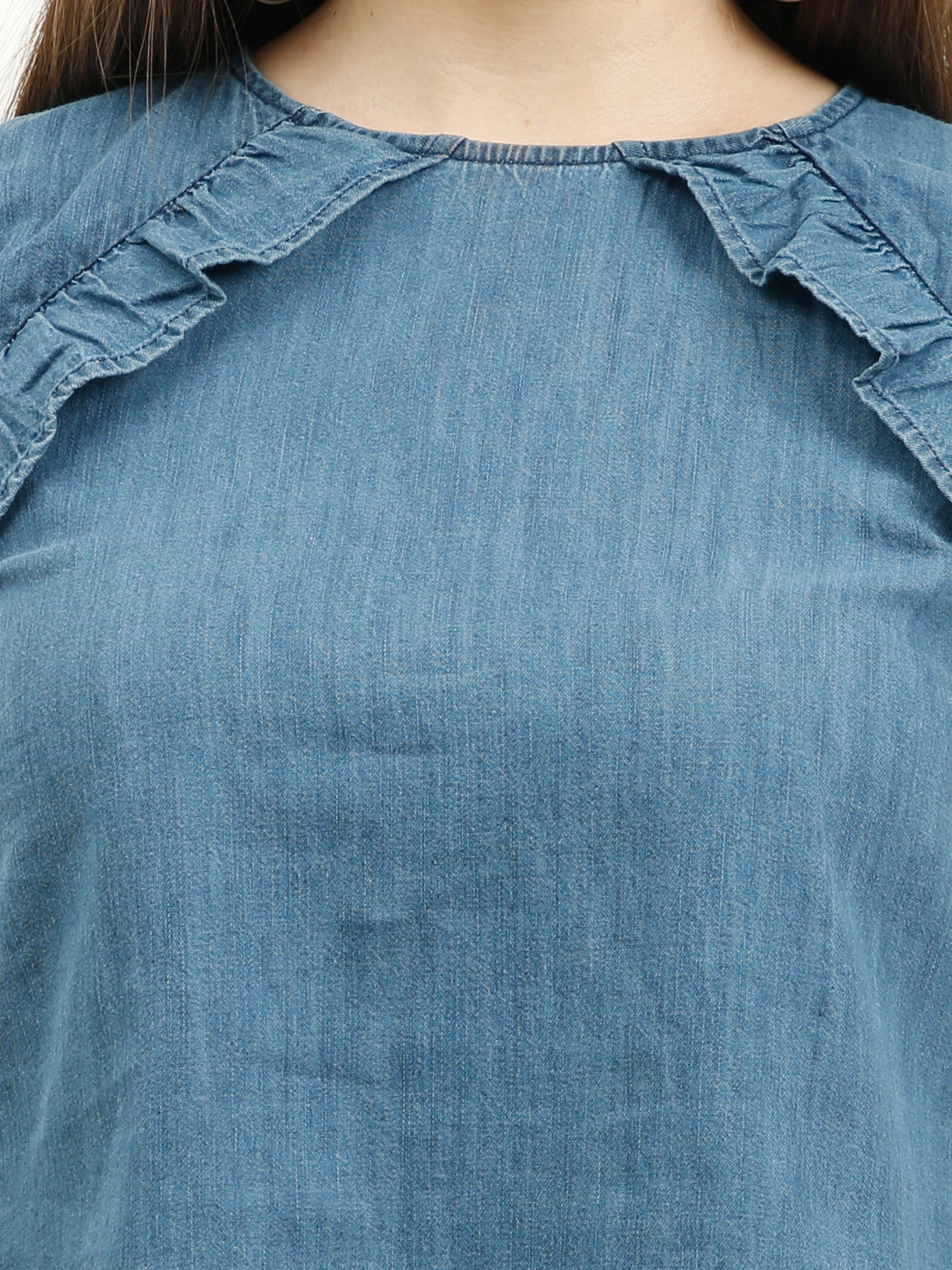 High-Low Ruffle Trim Top