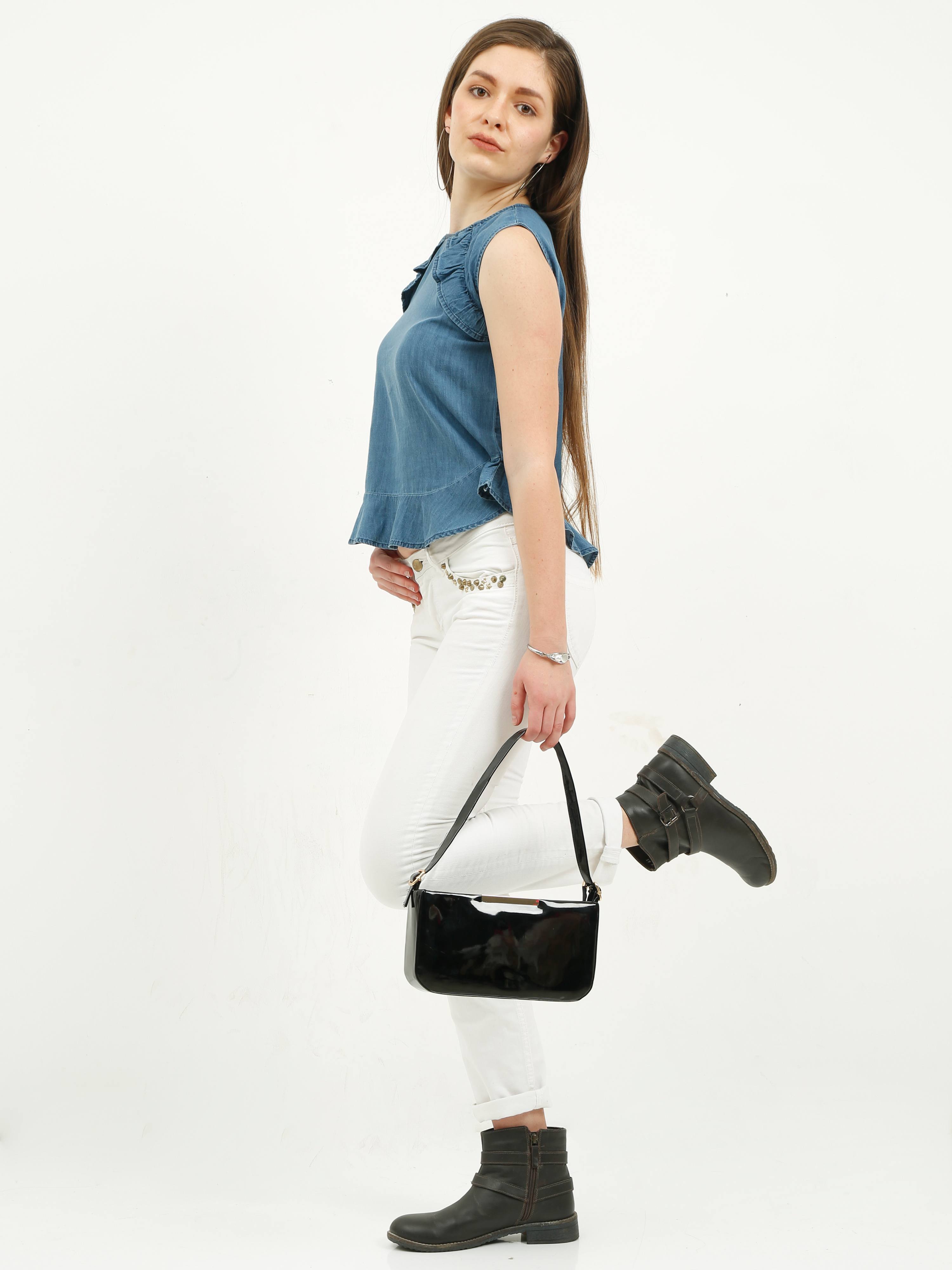 High-Low Ruffle Trim Top