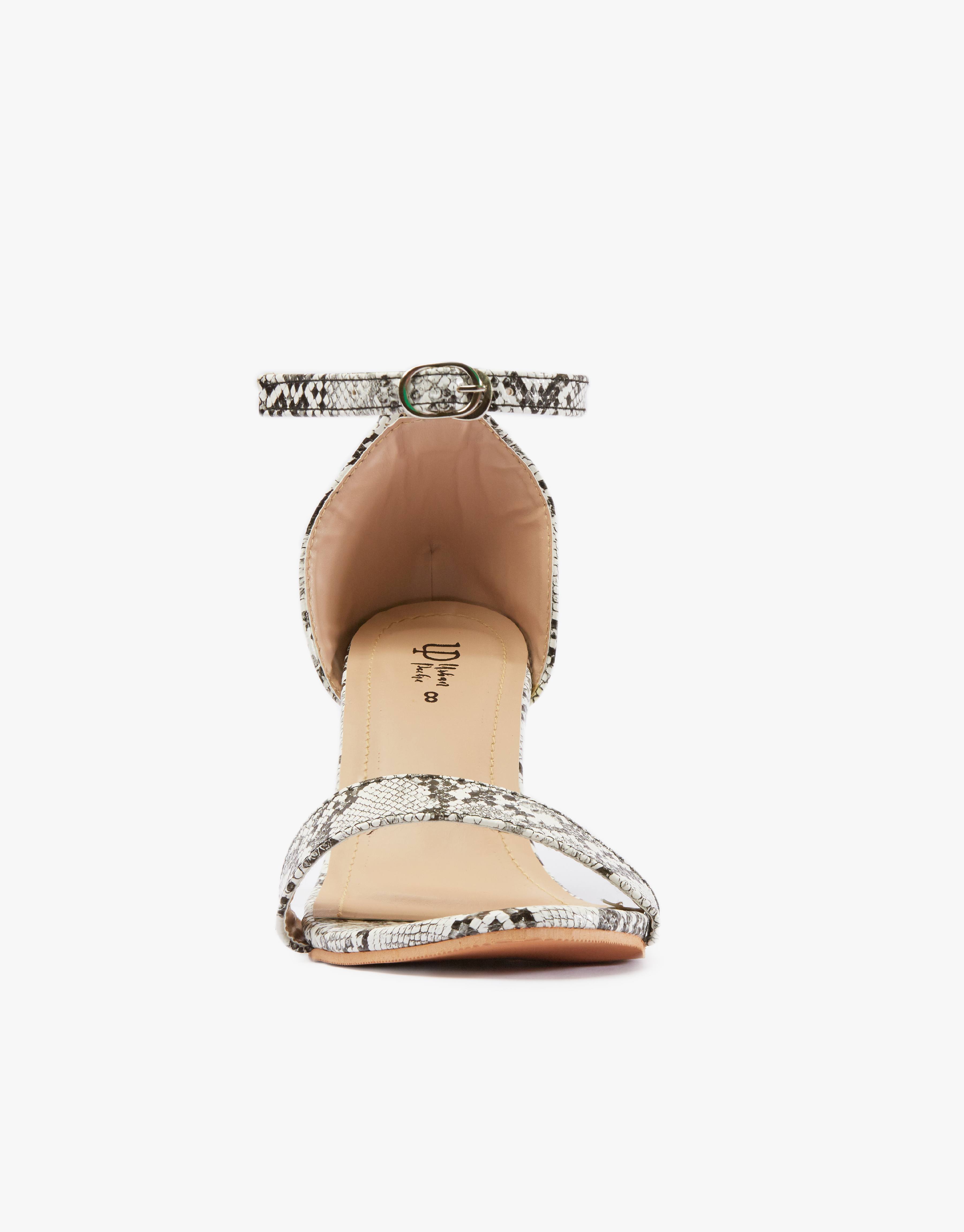 Black & White Snake Block Heels