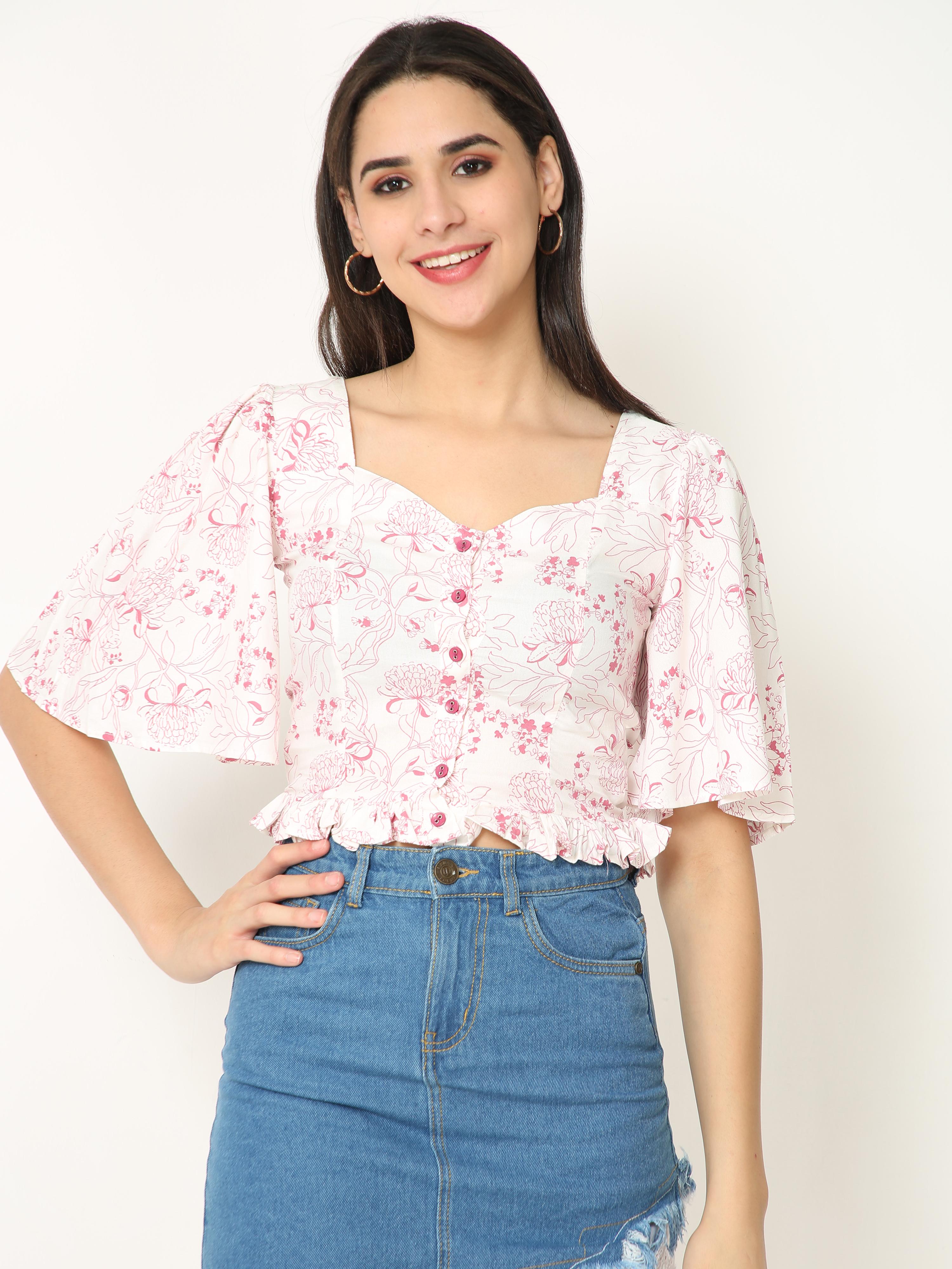 Flutter Sleeve Crop Top