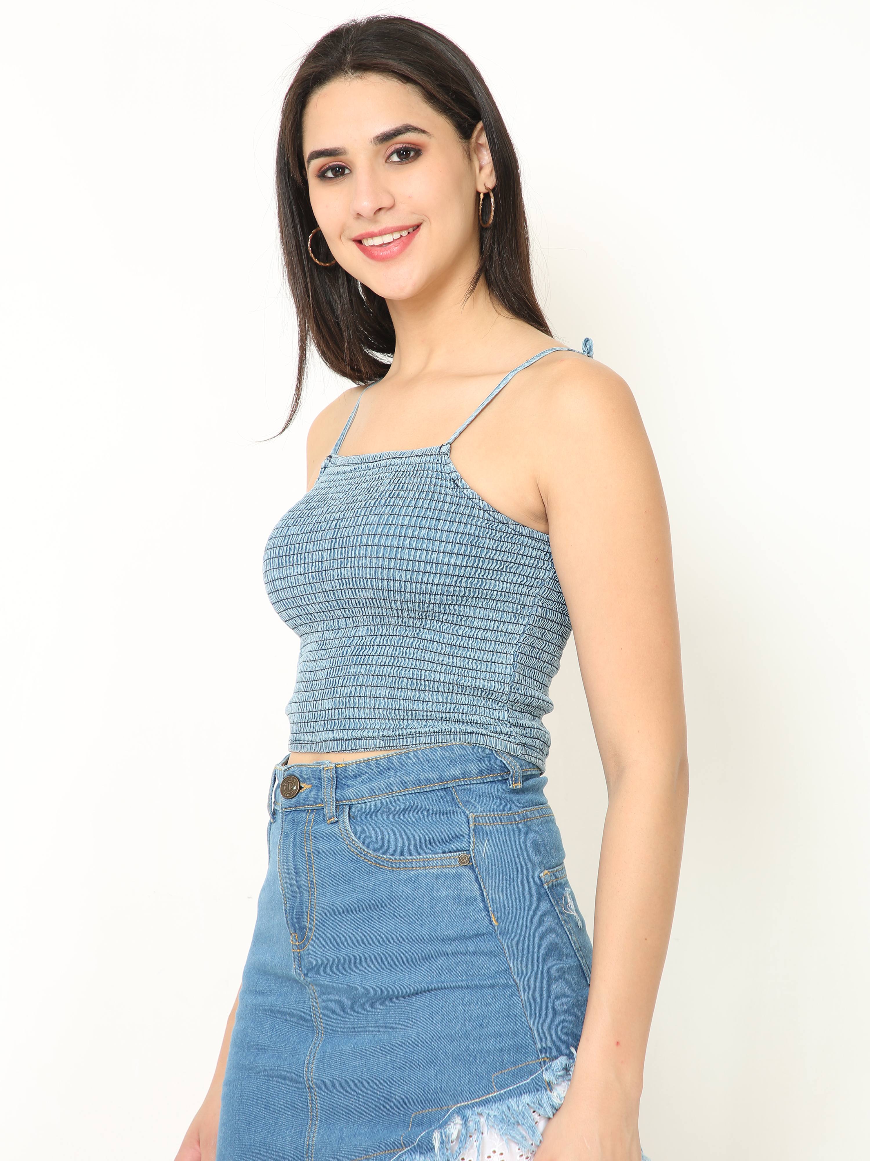Denim Blue Crop Top