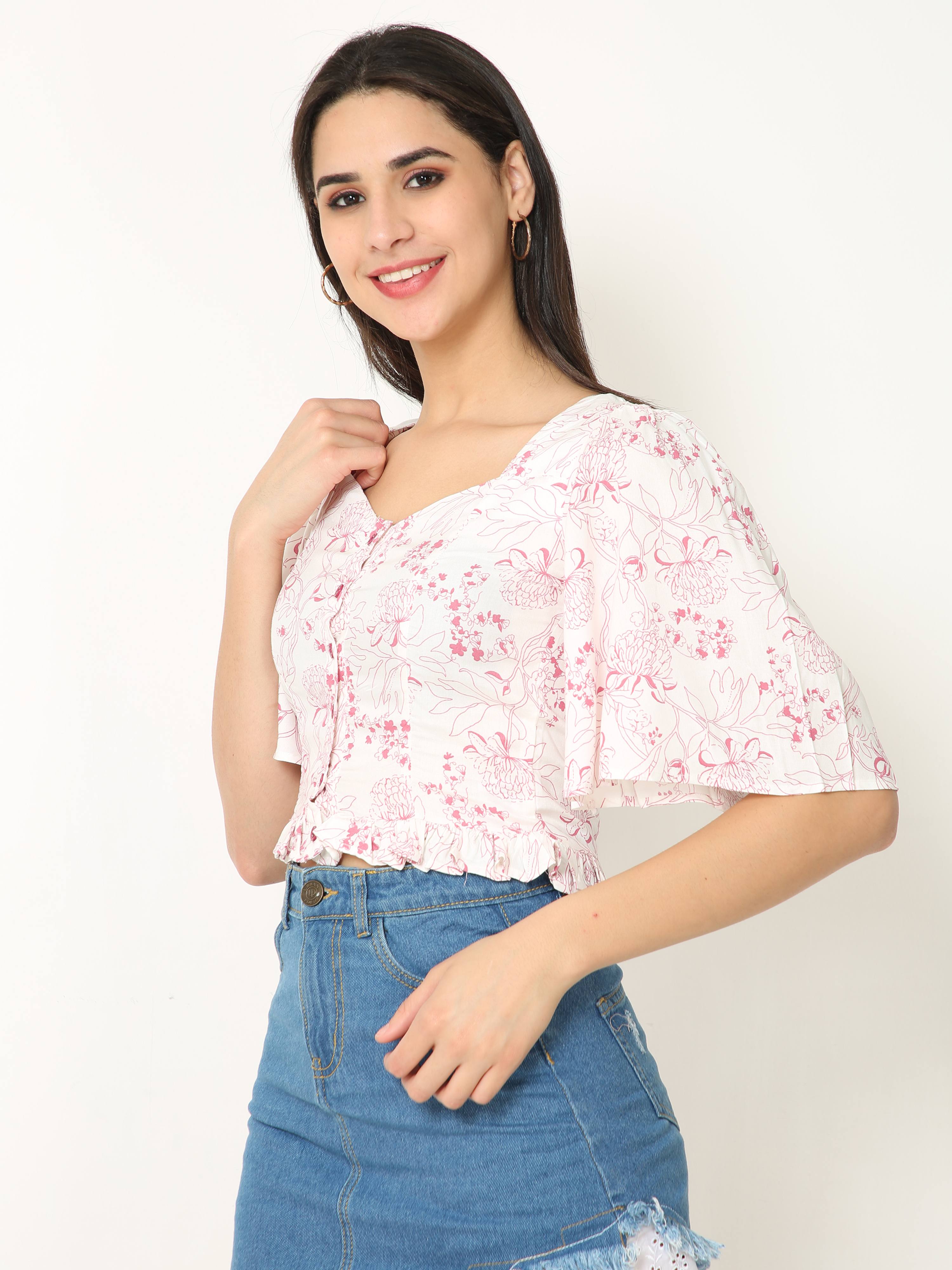 Flutter Sleeve Crop Top