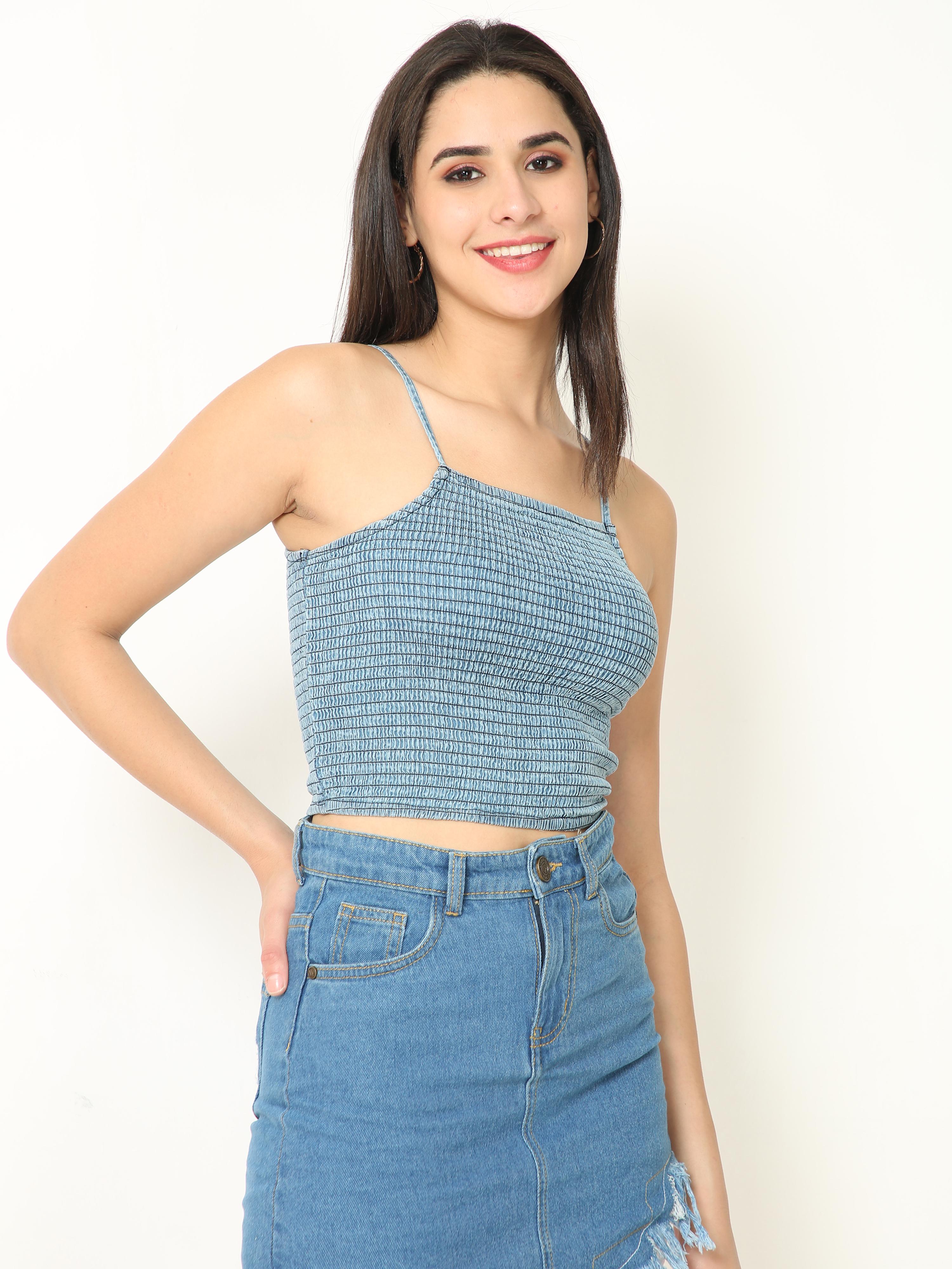 Denim Blue Crop Top