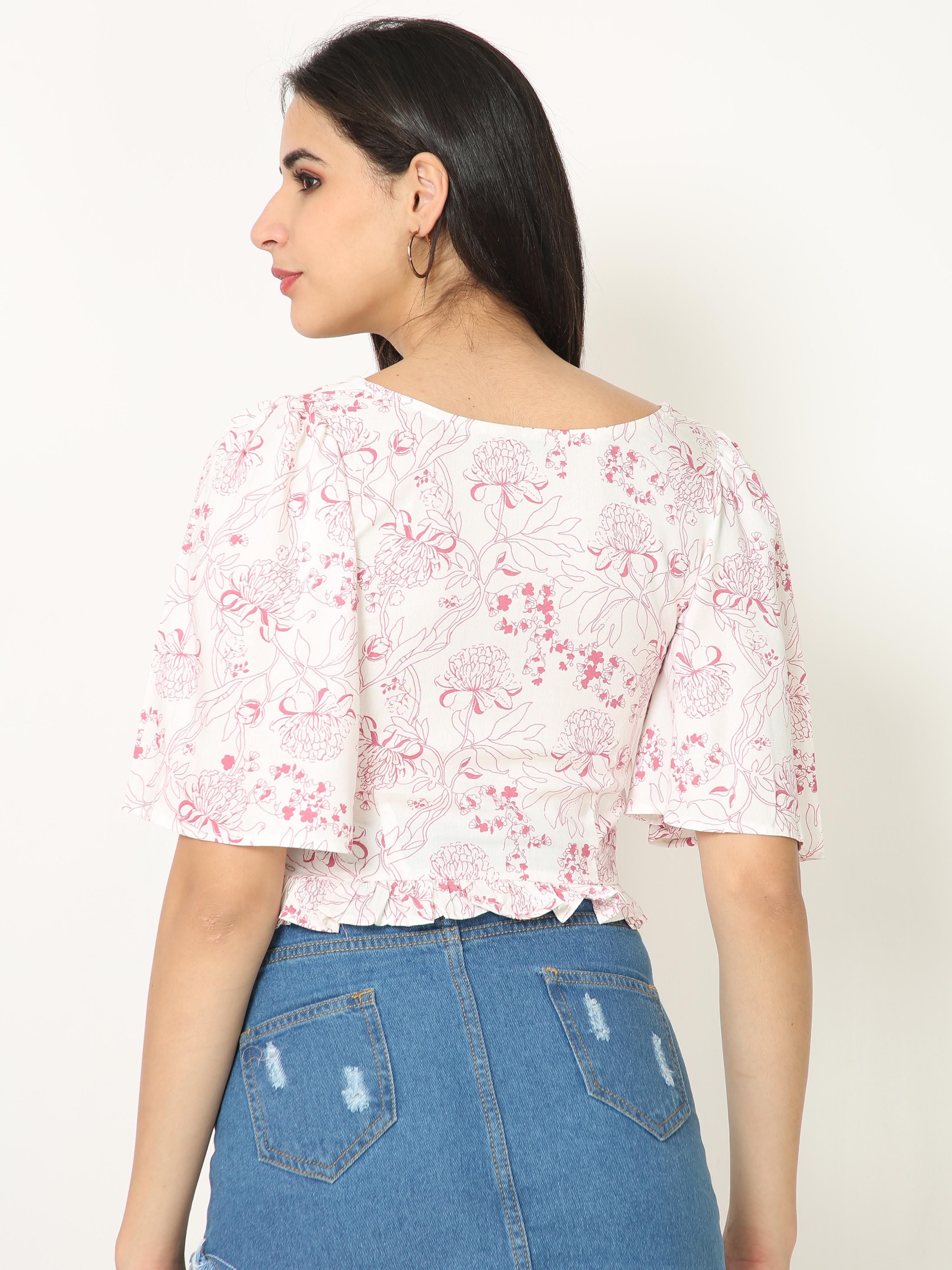 Flutter Sleeve Crop Top