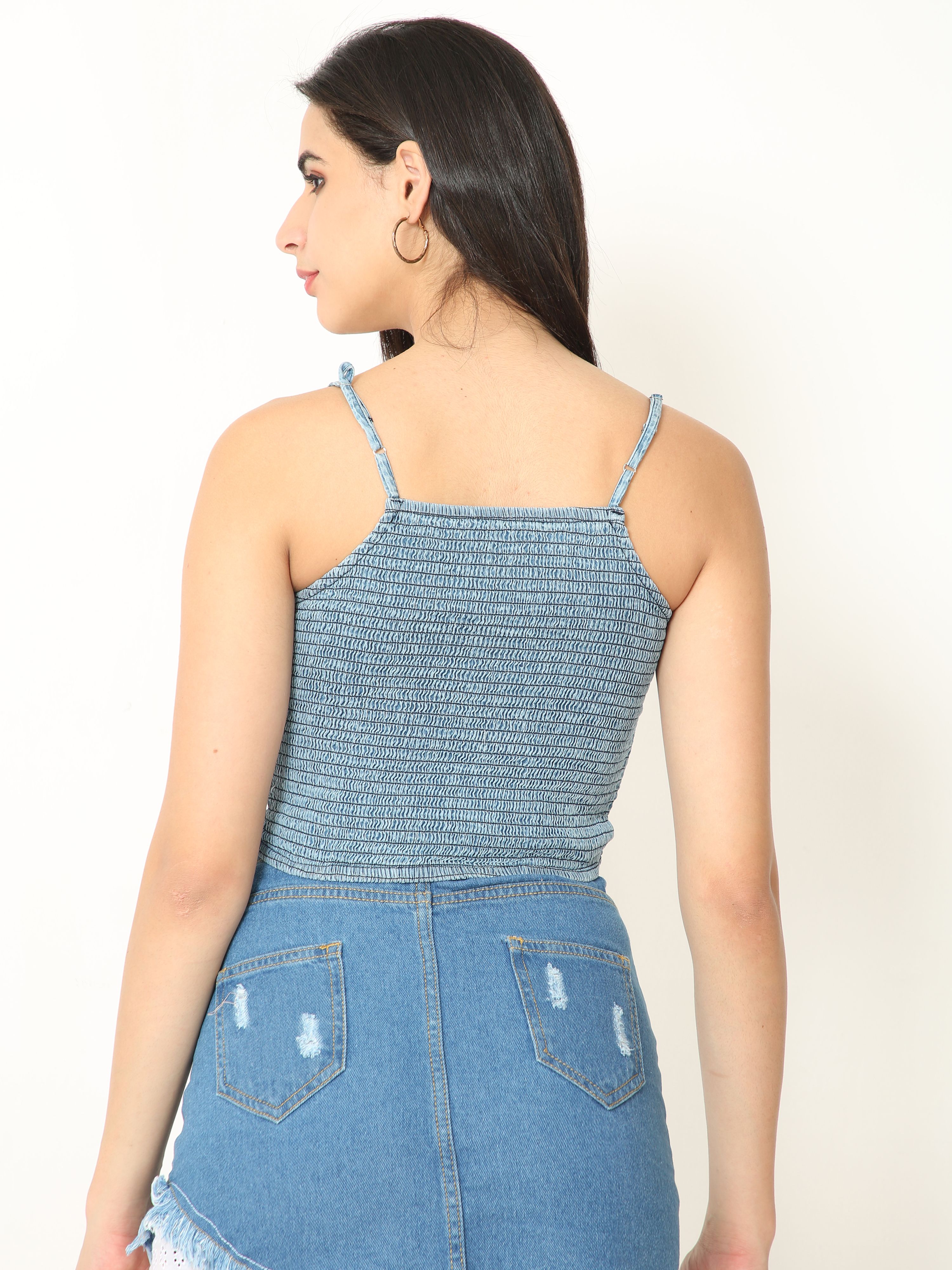 Denim Blue Crop Top
