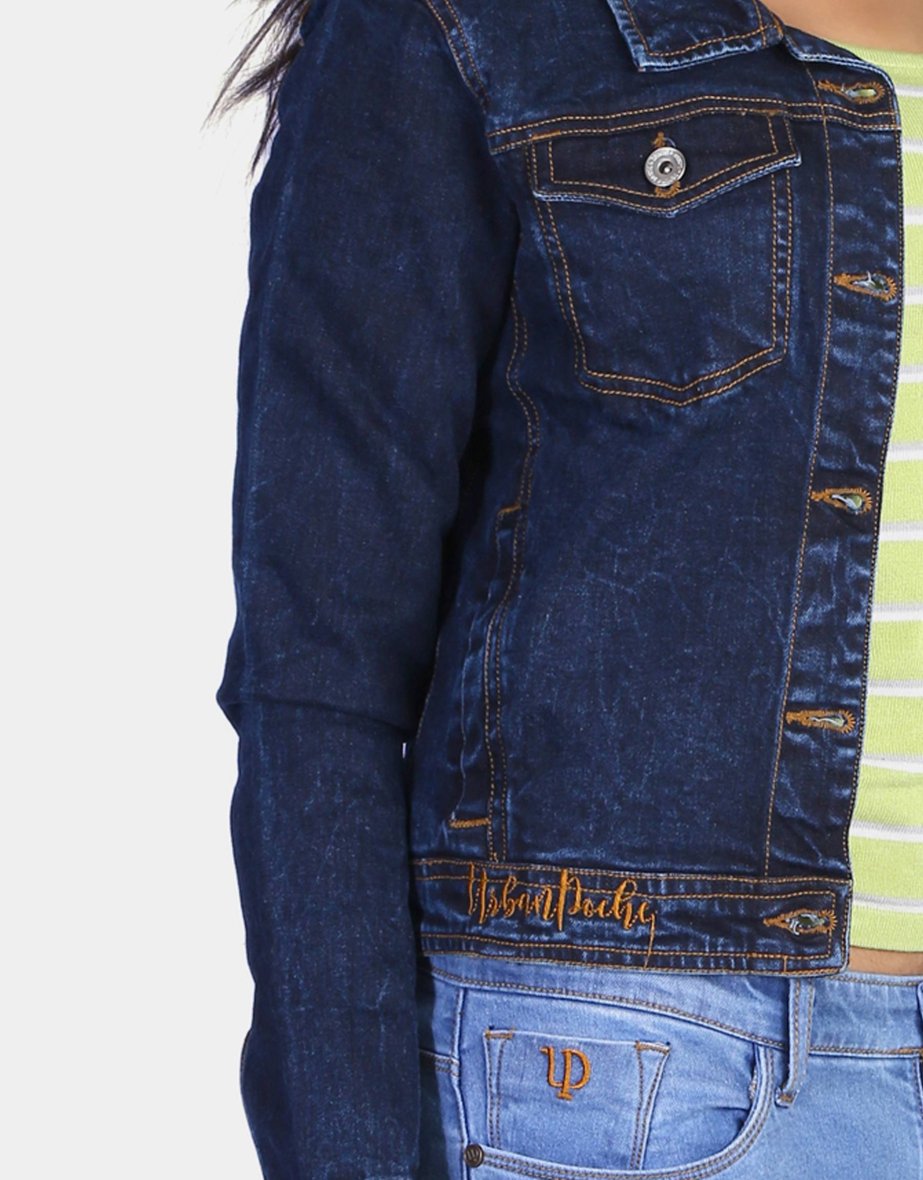 Women mid Blue Solid Denim Jacket