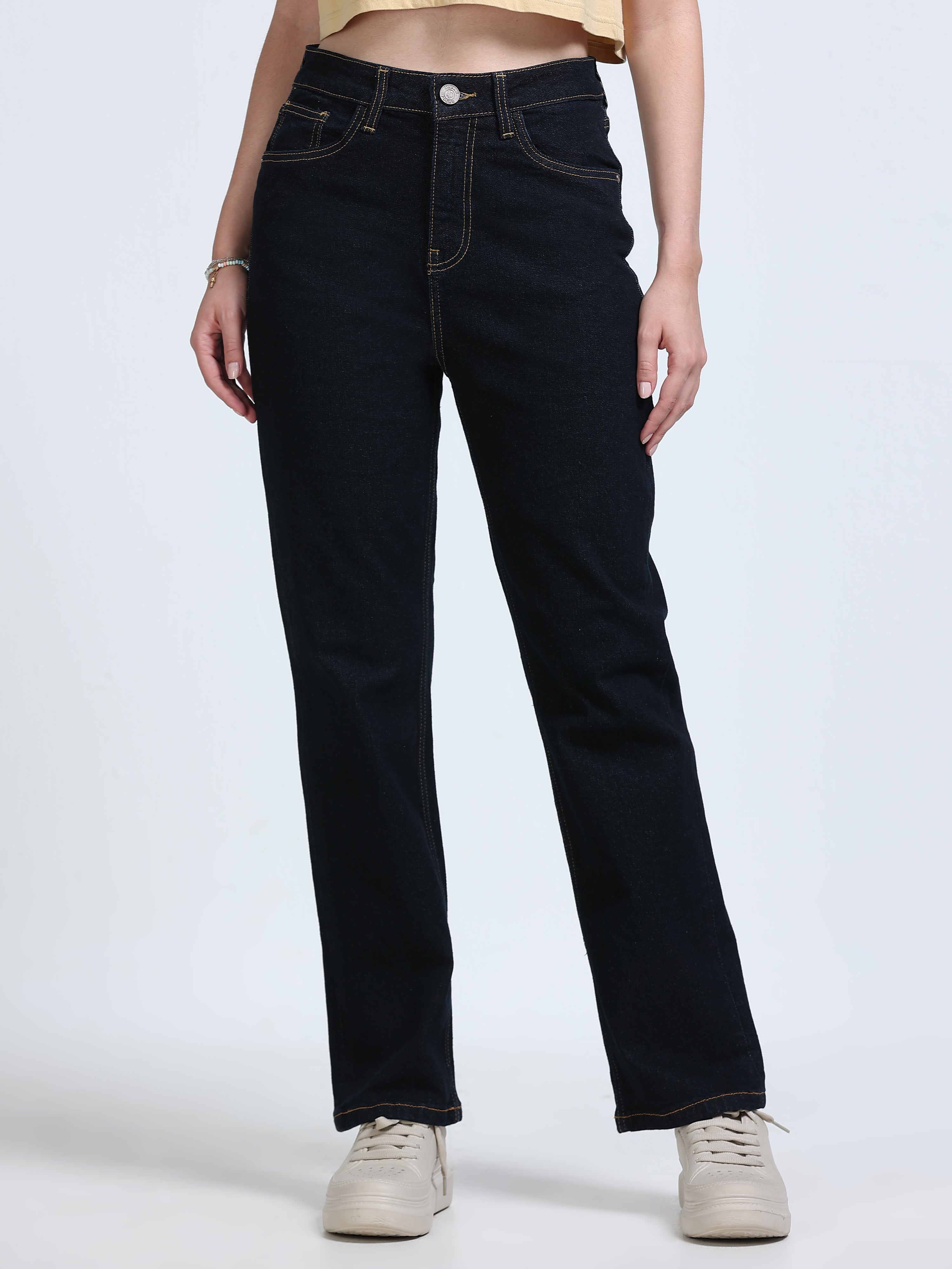 High Rise Straight Fit Jeans - Indigo