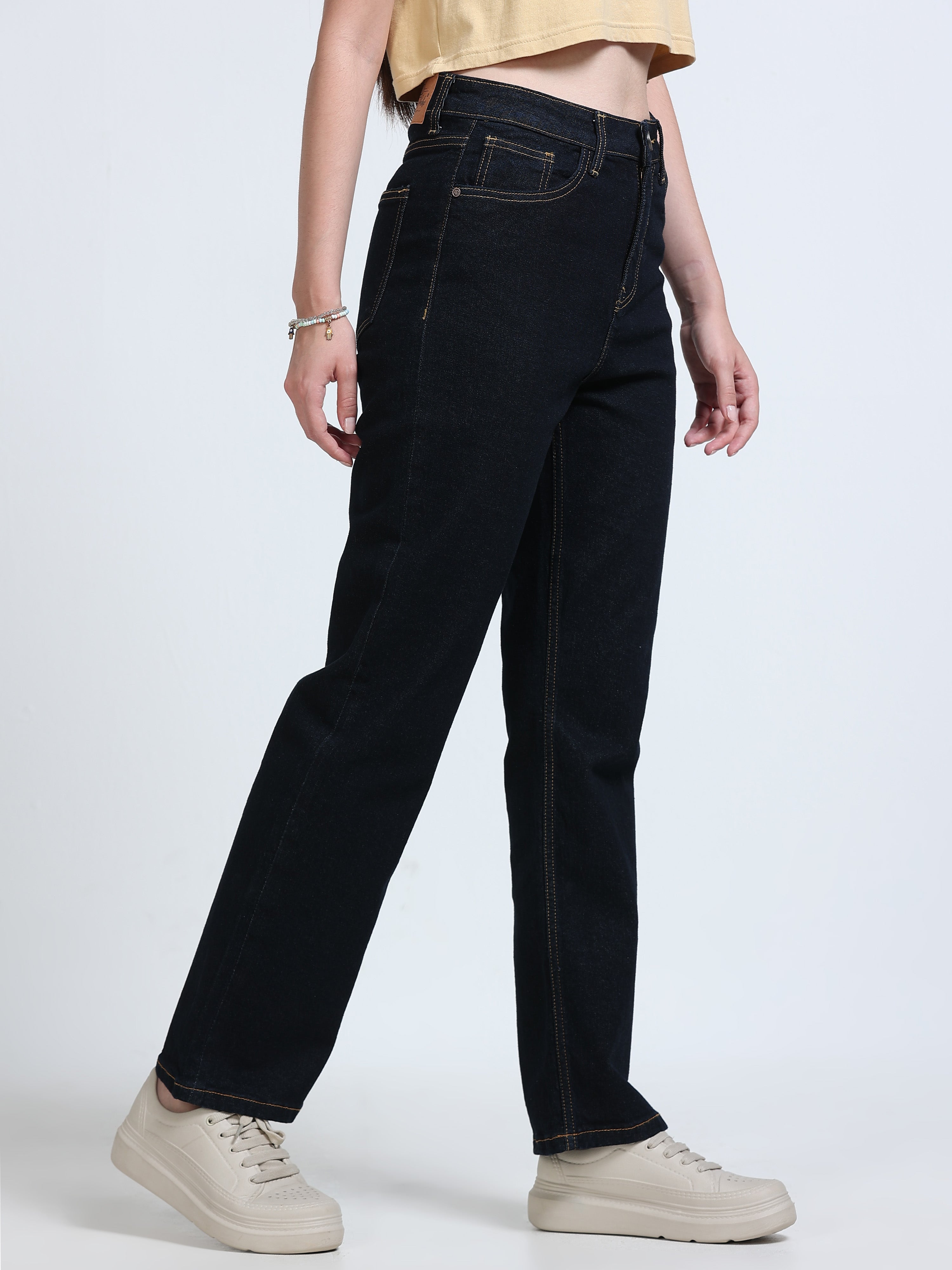 High Rise Straight Fit Jeans - Indigo