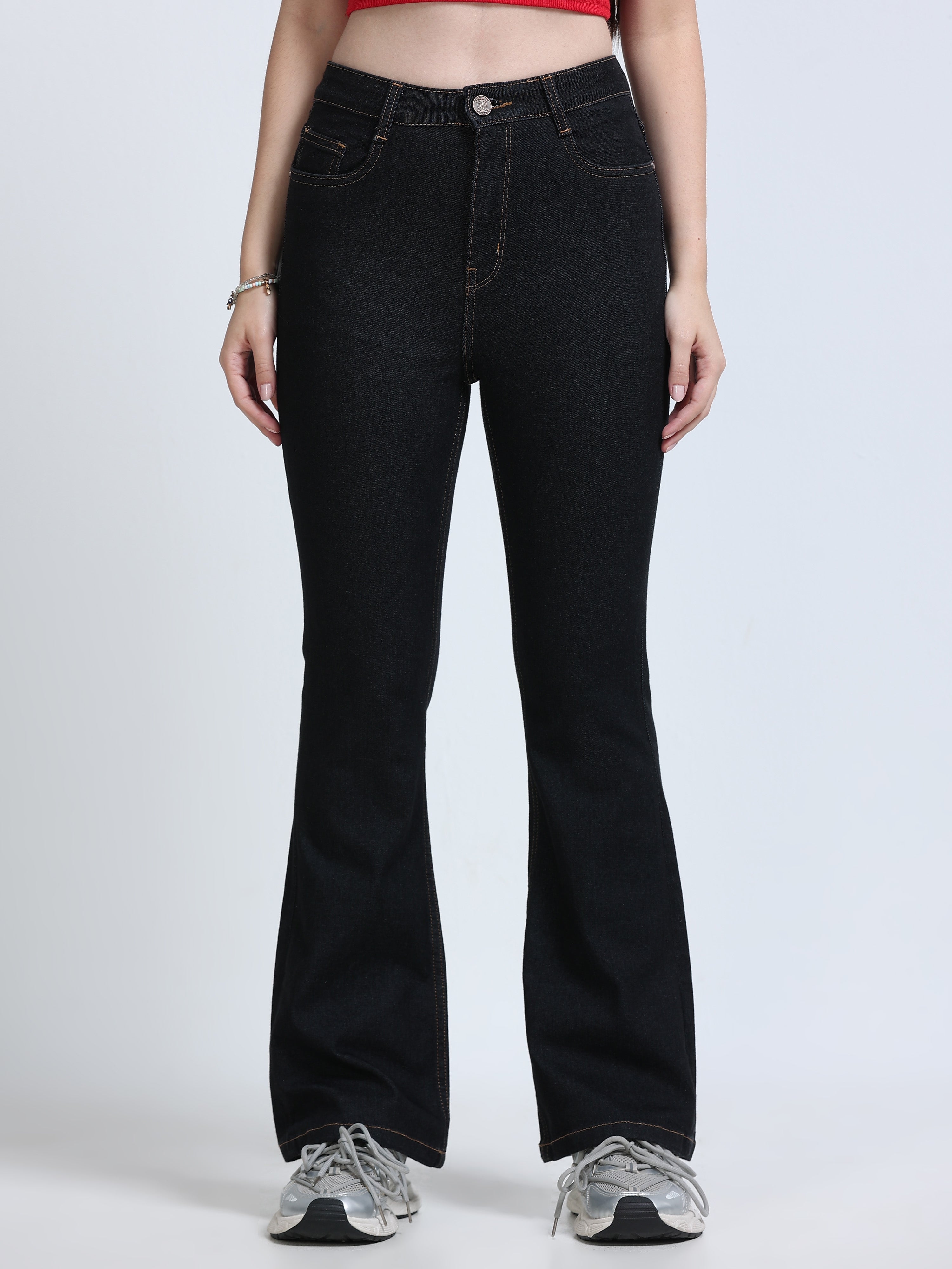 High Rise Bootcut Jeans - Black