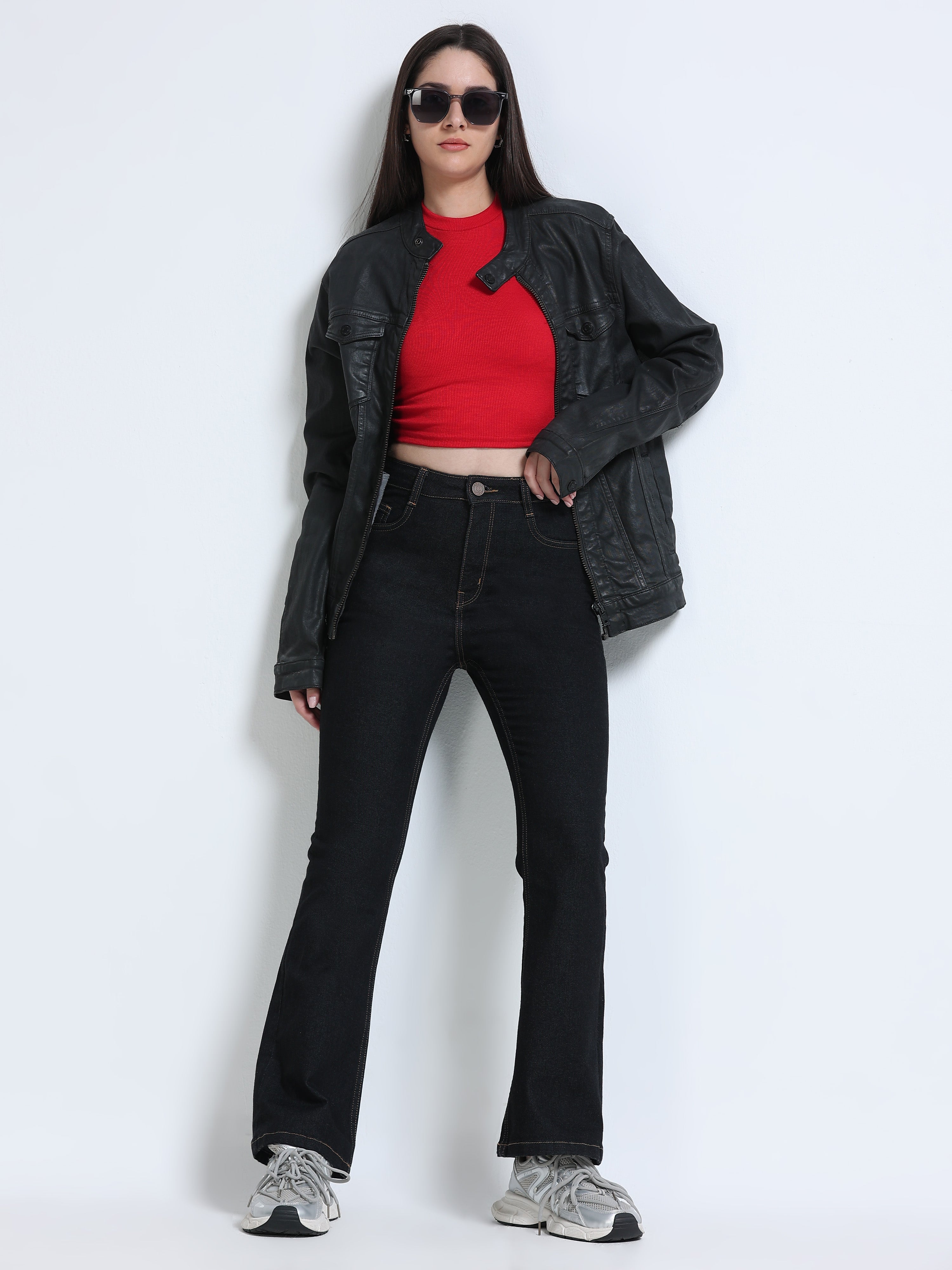 High Rise Bootcut Jeans - Black