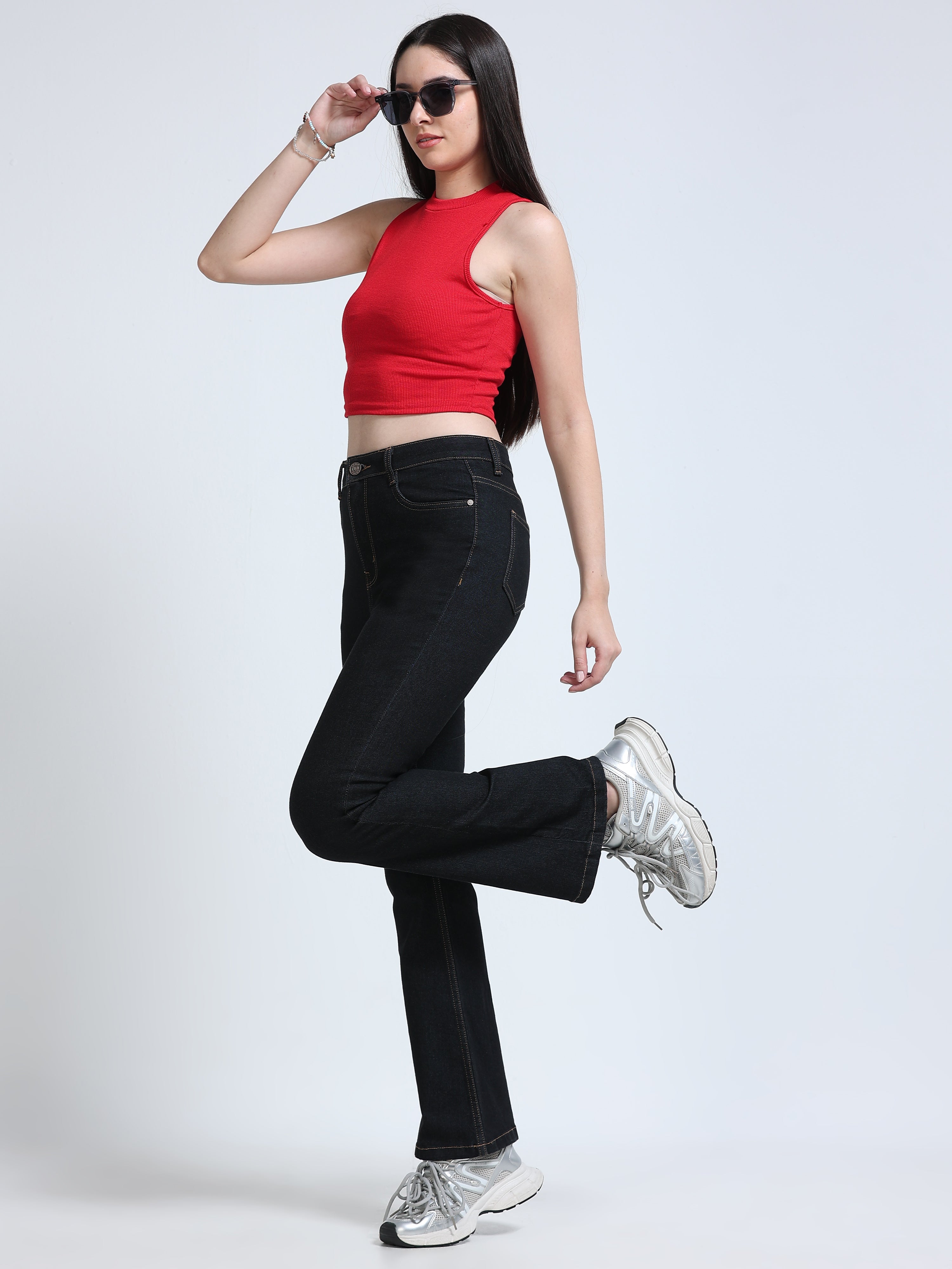 High Rise Bootcut Jeans - Black