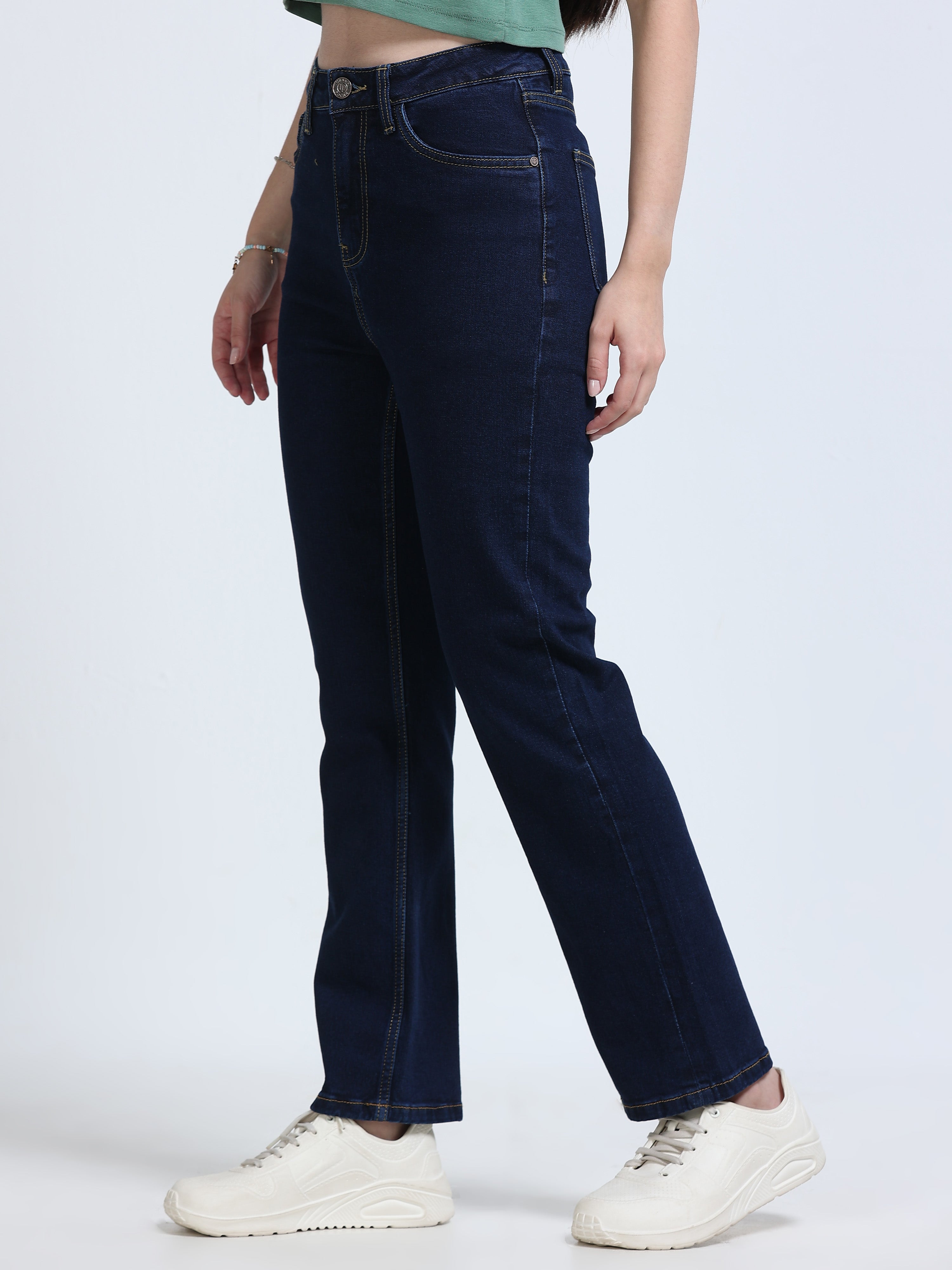 High Rise Straight Fit Jeans - Blue