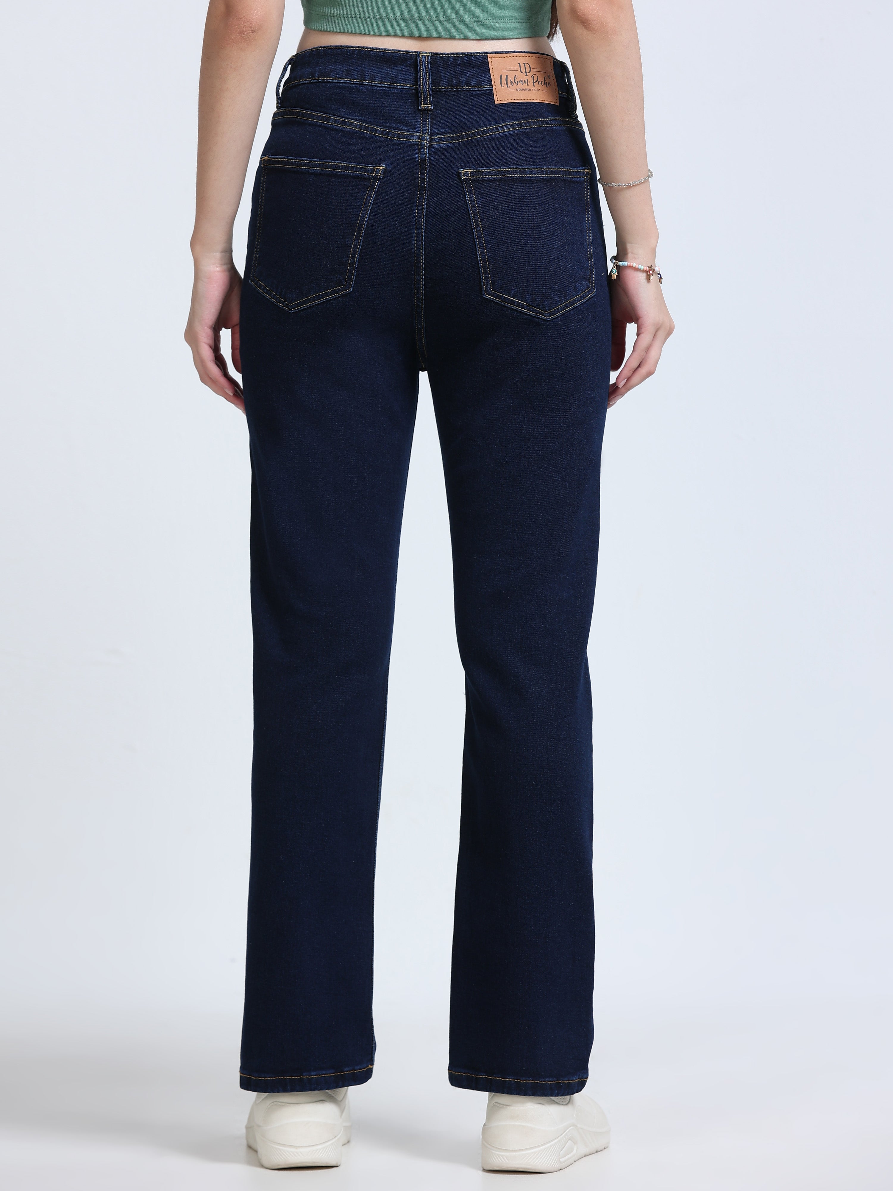 High Rise Straight Fit Jeans - Blue