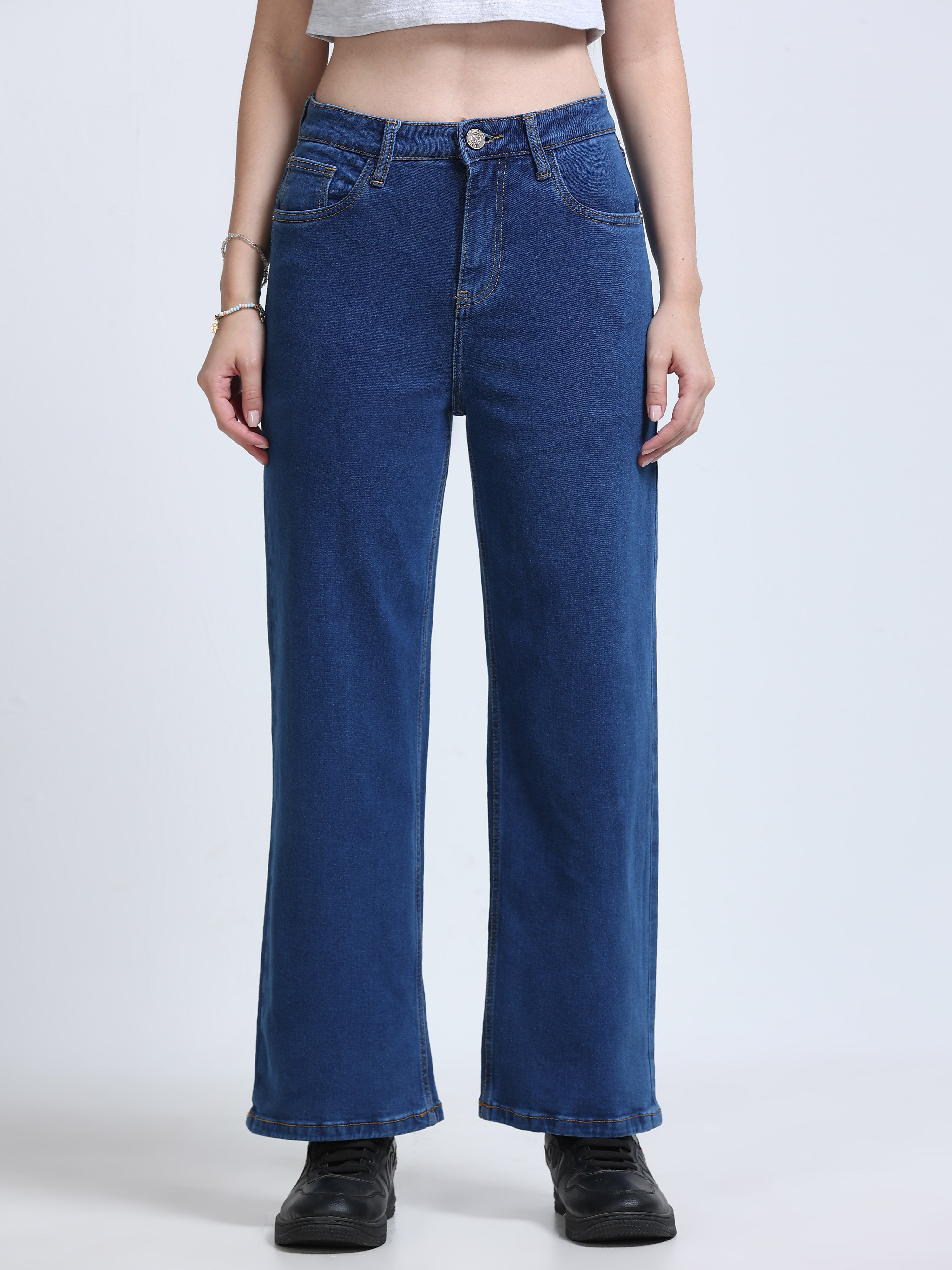 High Rise Wide Leg Jeans - Blue