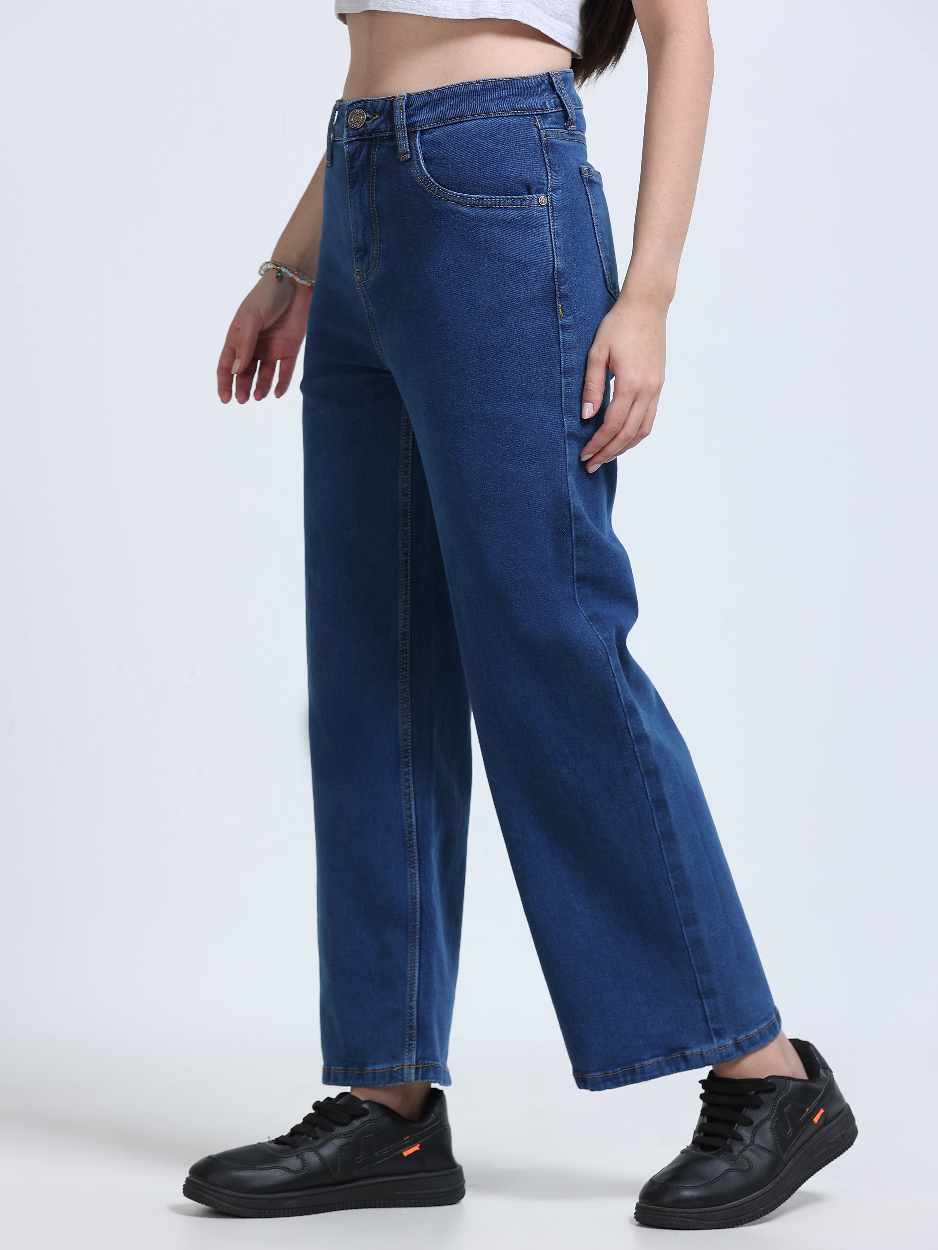 High Rise Wide Leg Jeans - Blue