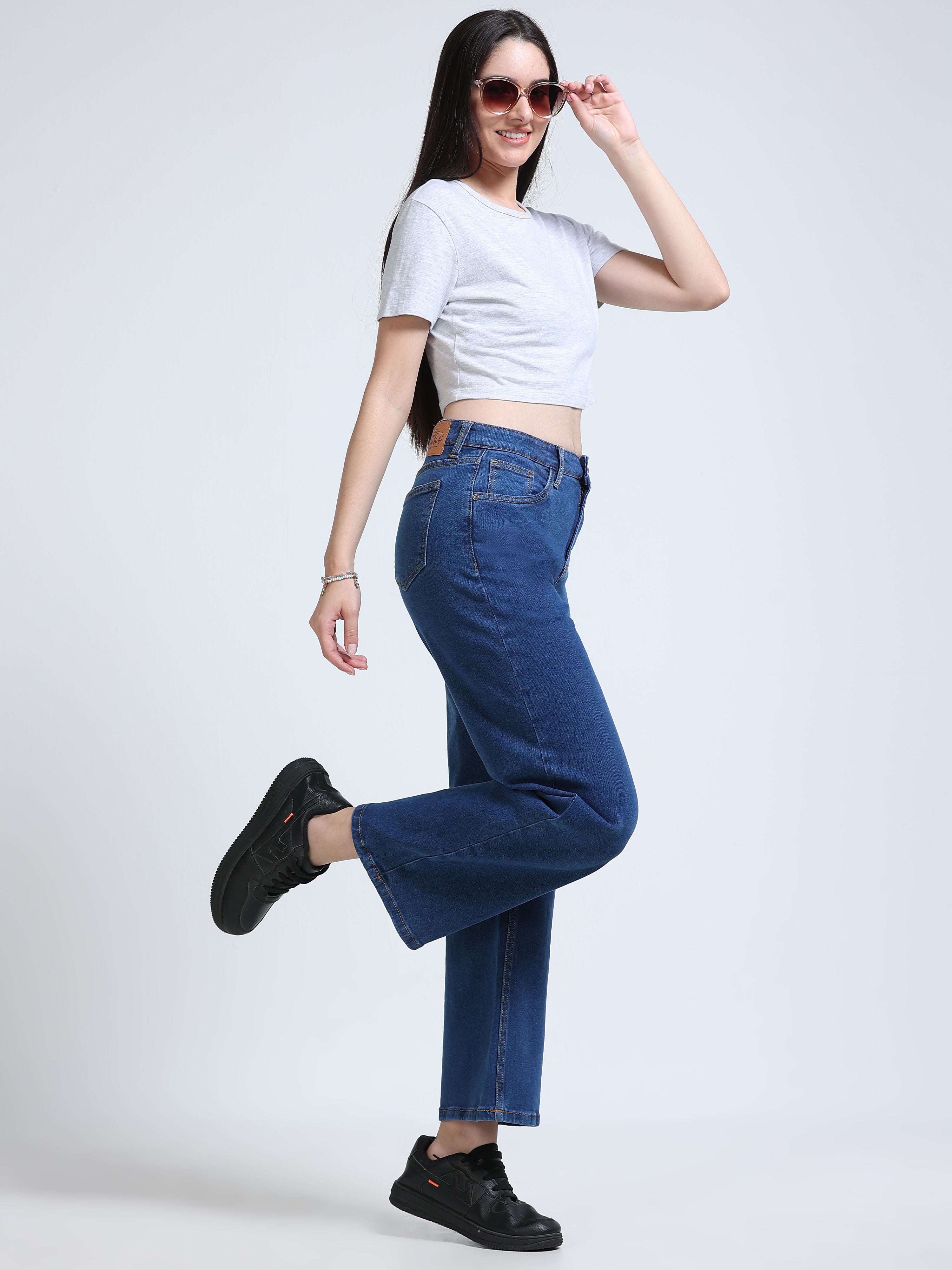 High Rise Wide Leg Jeans - Blue