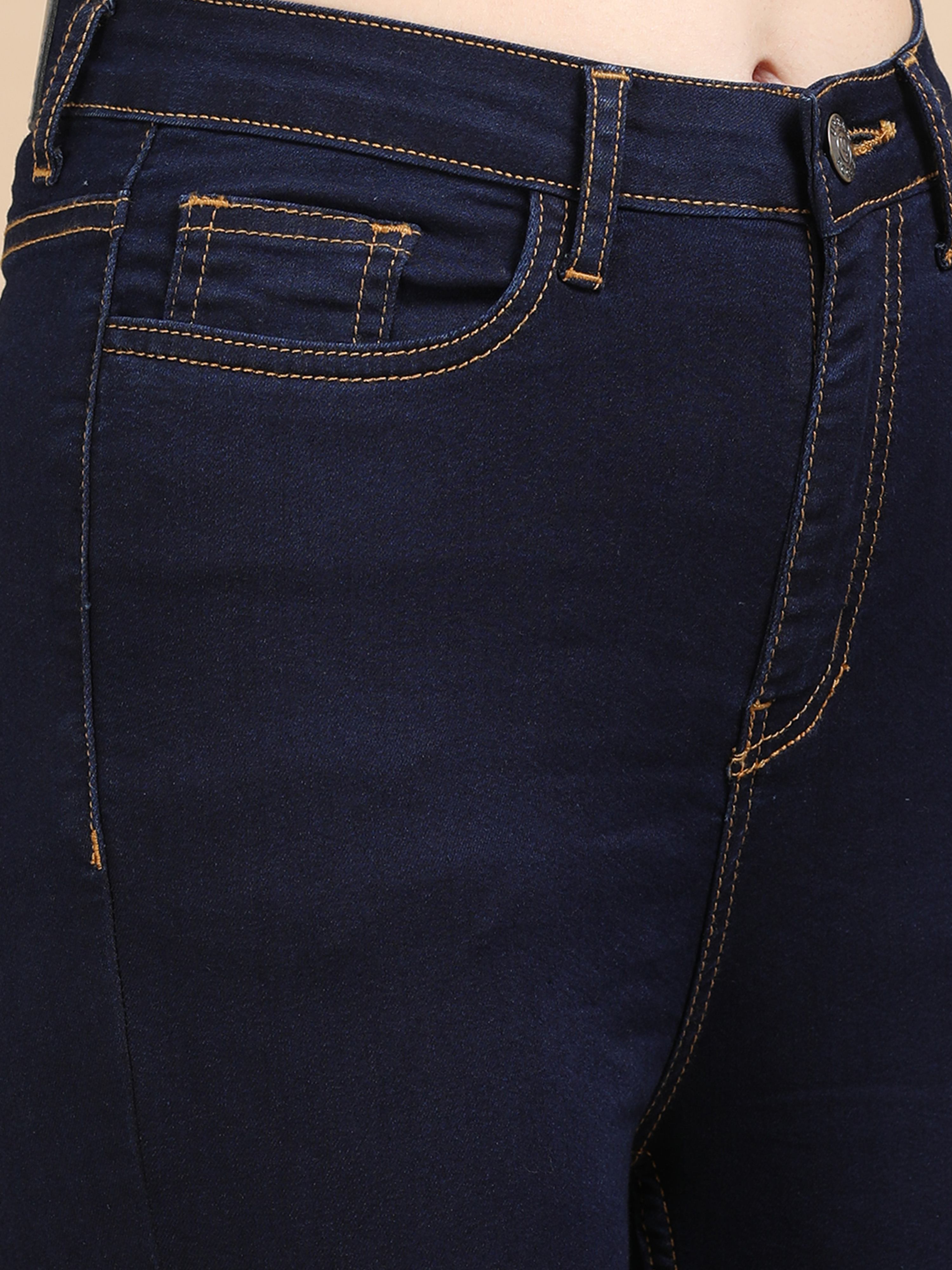 High Waist Skinny Fit Stretch Jeans-Indigo