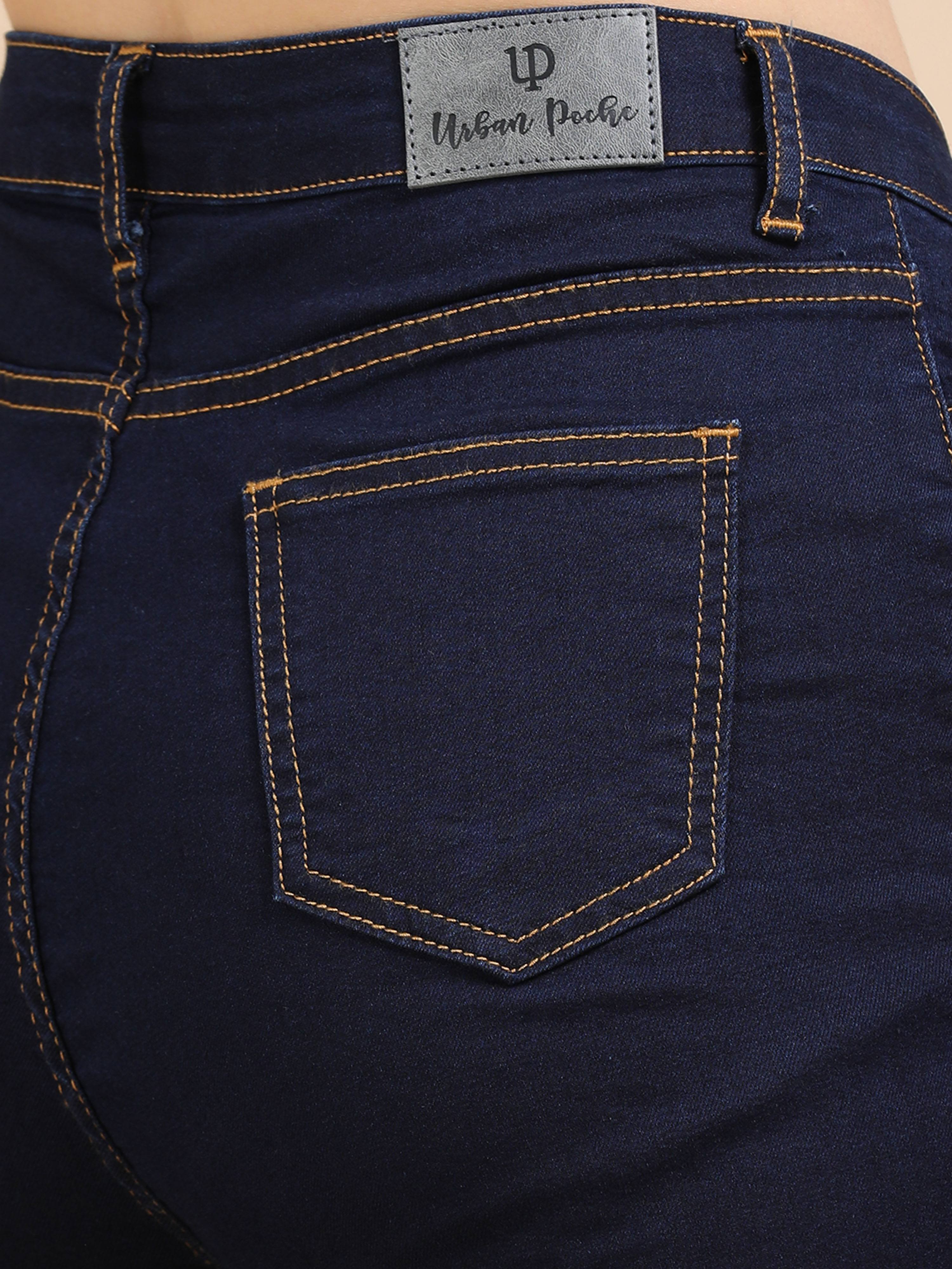 High Waist Skinny Fit Stretch Jeans-Indigo
