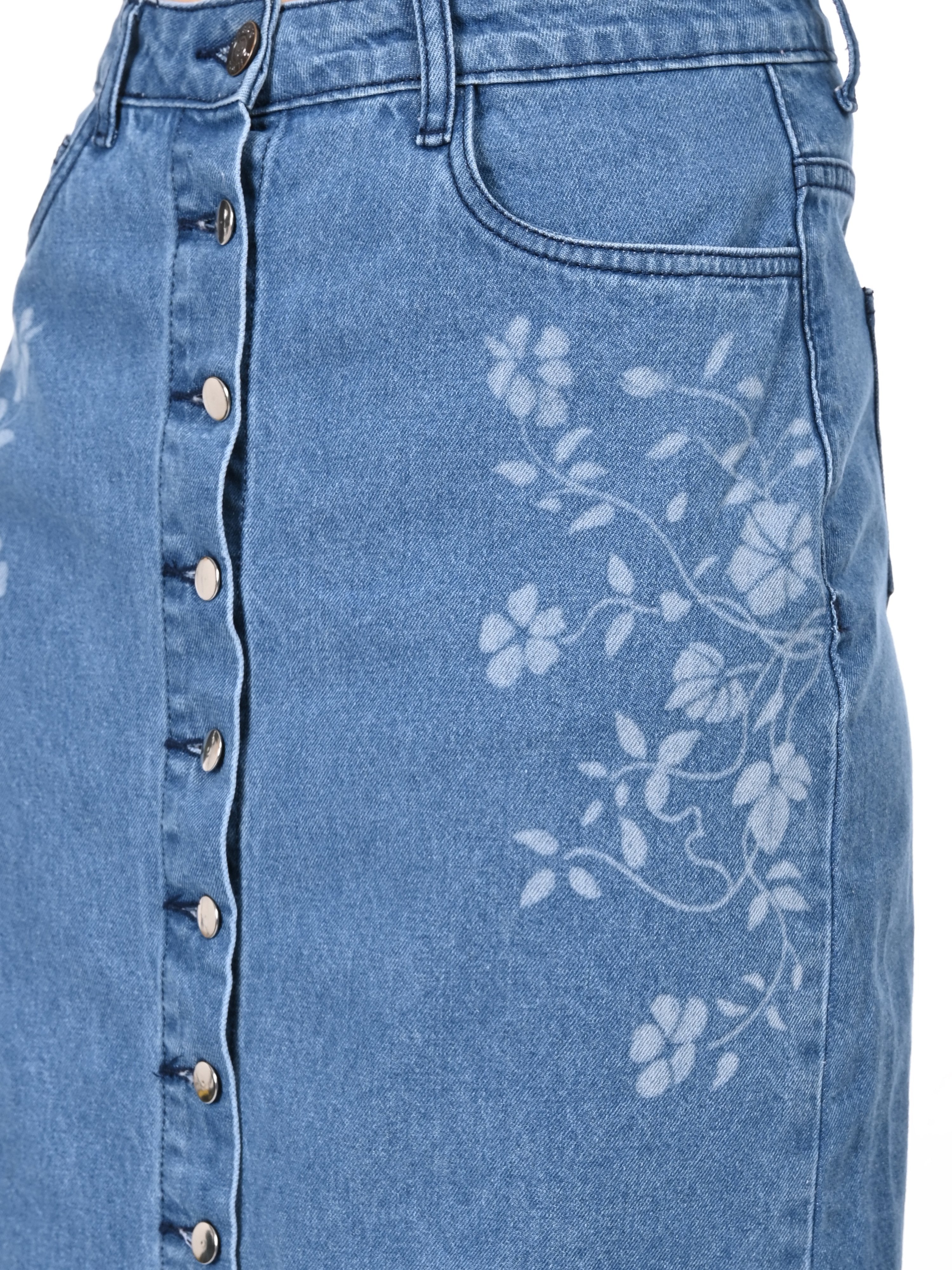 Denim Skirt Laser-print - Mid Blue