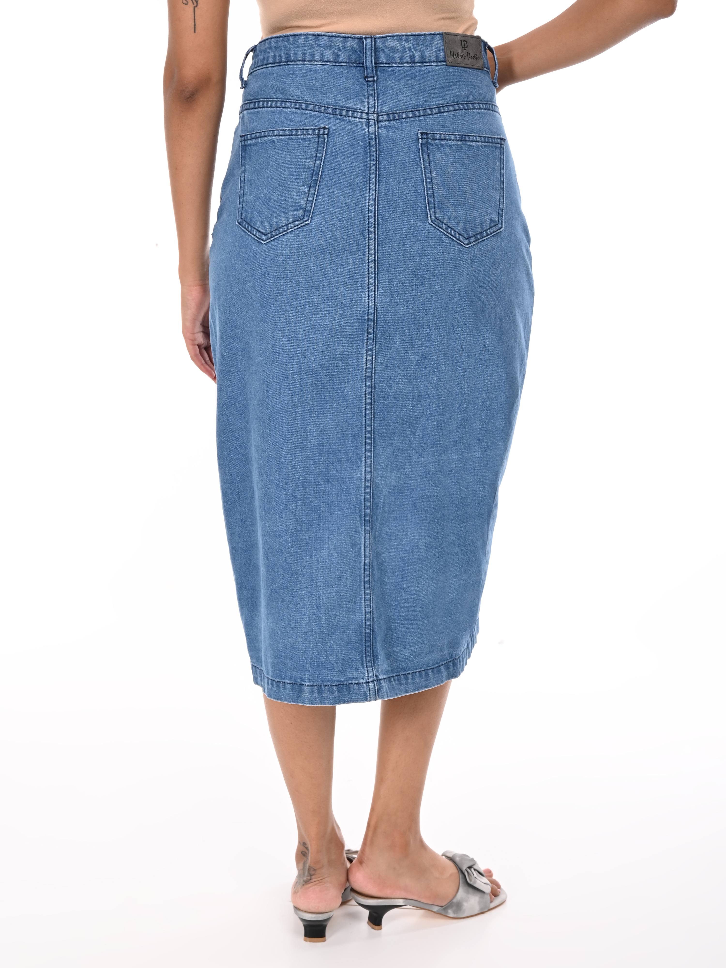 Denim Skirt Laser-print - Mid Blue