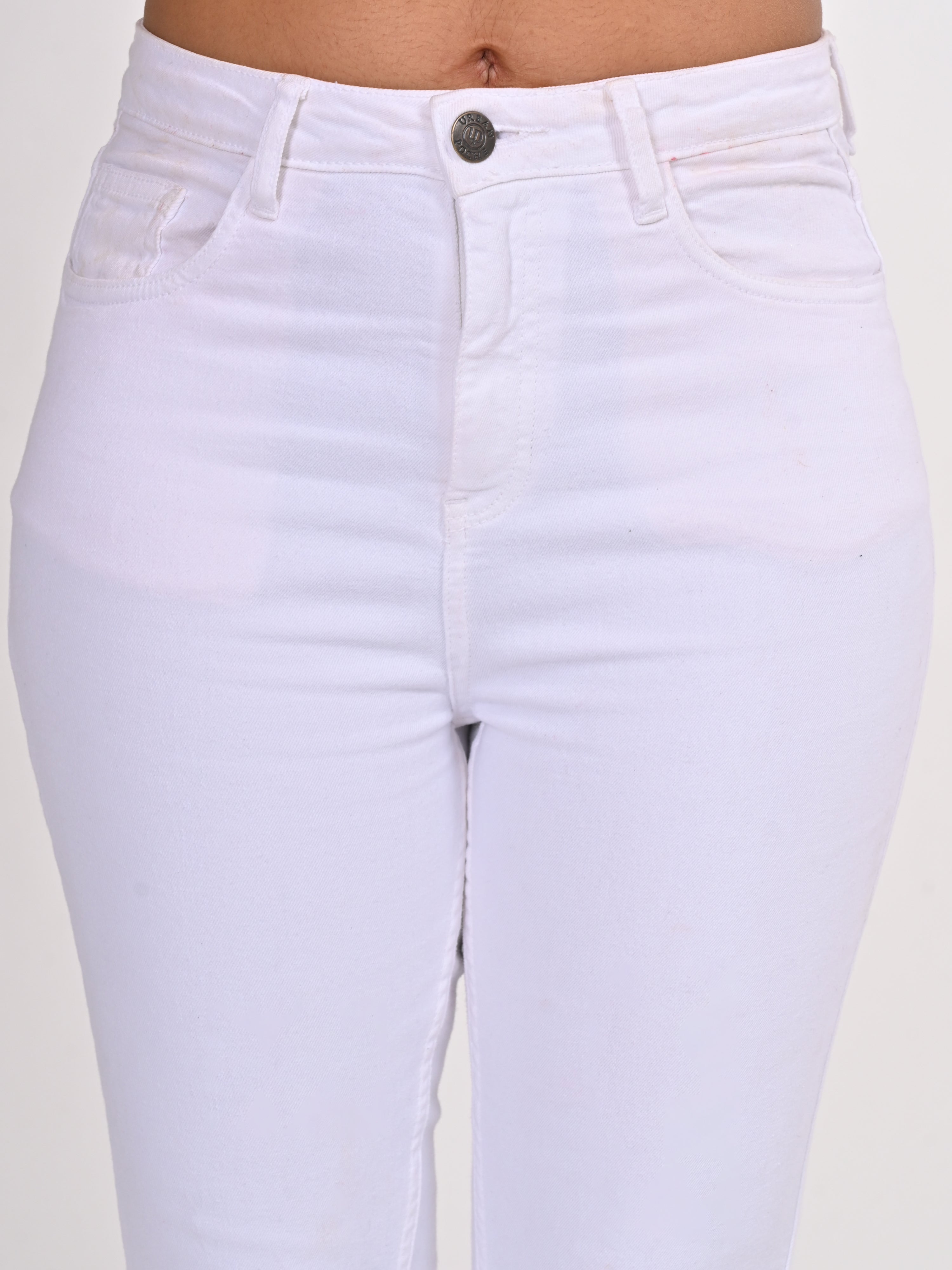 High Rise Bootcut Jeans - White.