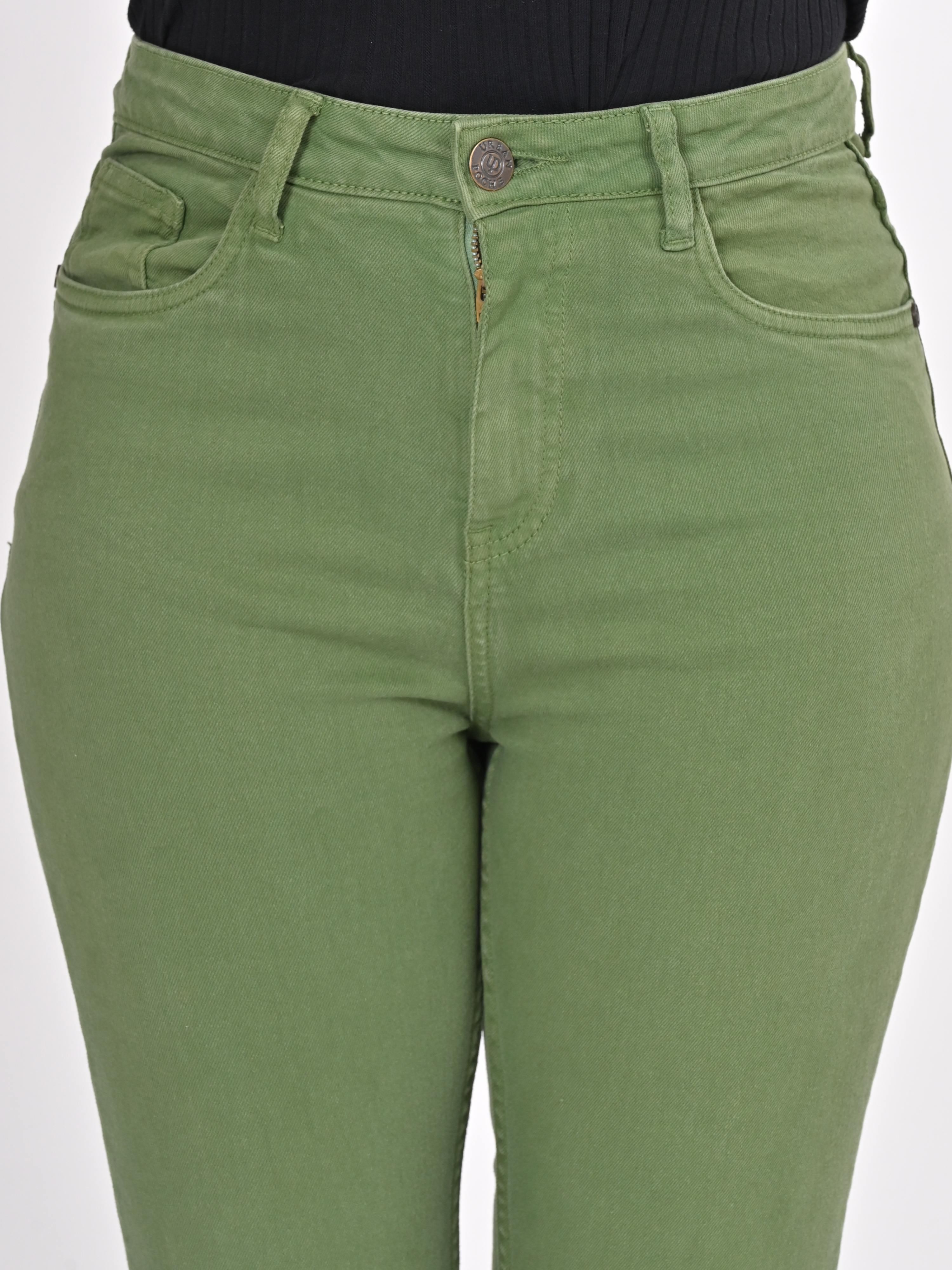 High Rise Bootcut Jeans - Green.