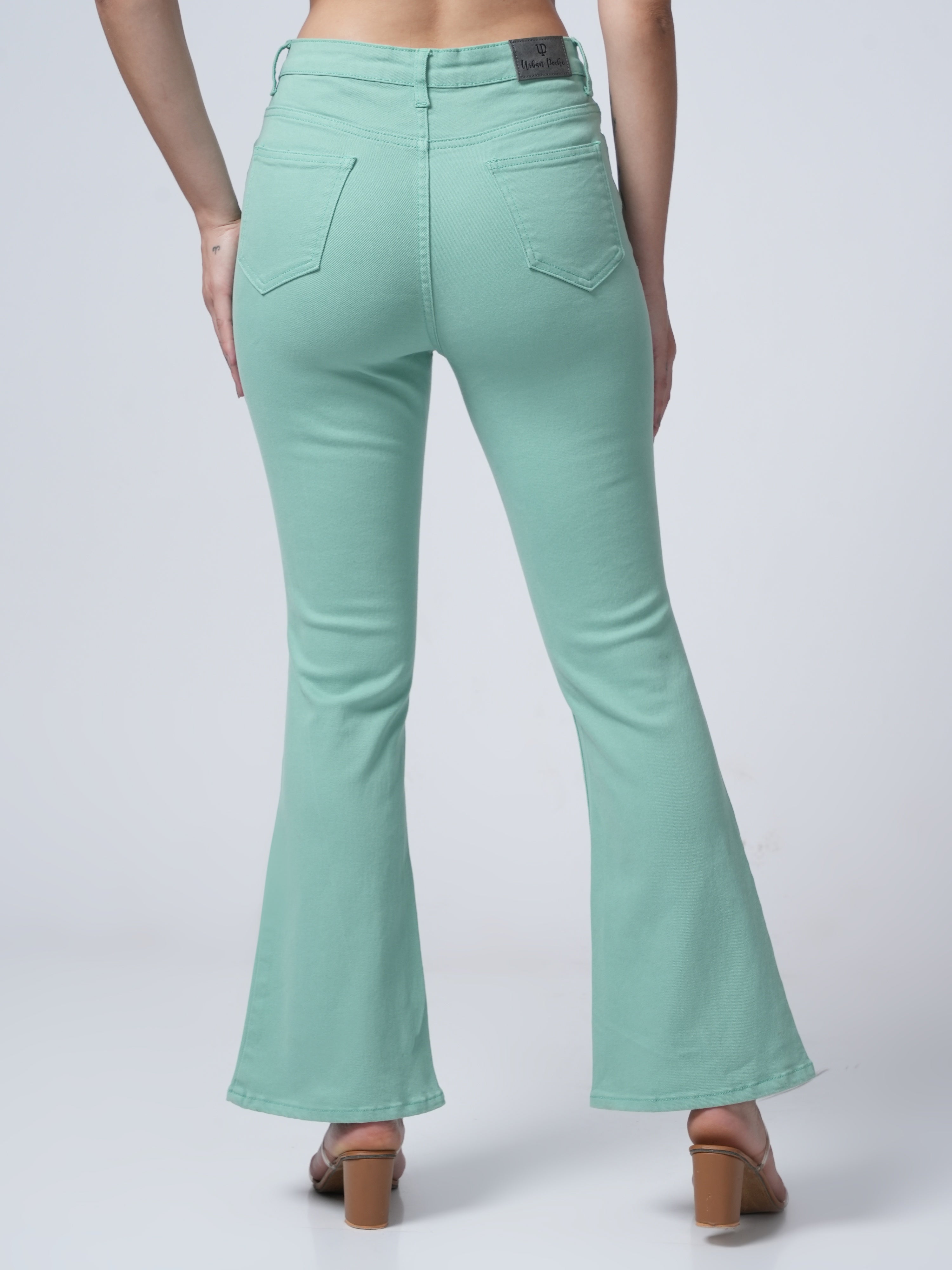 High Rise Bootcut Jeans - Pista Green