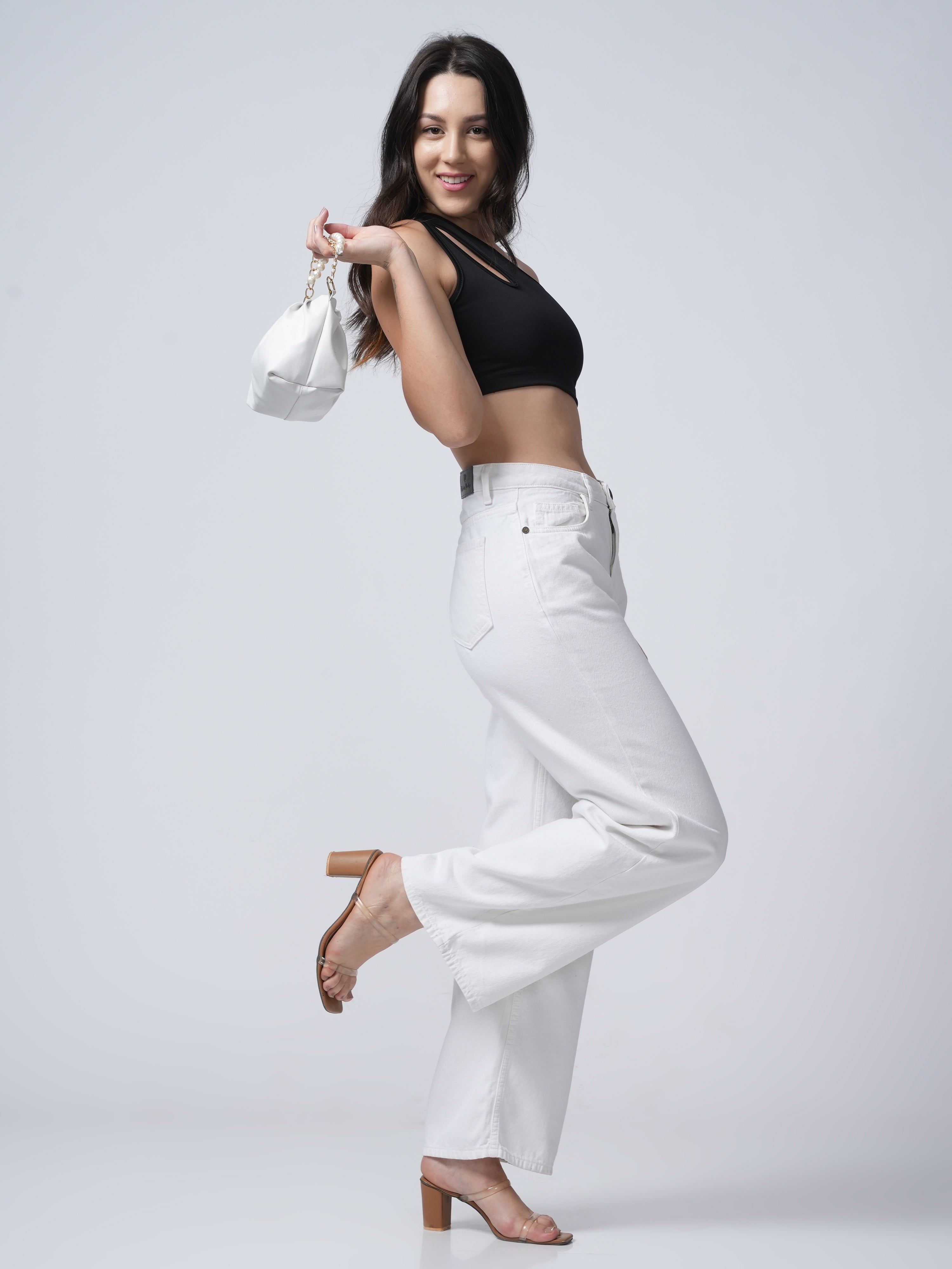 High Rise Wide Leg Denim - White