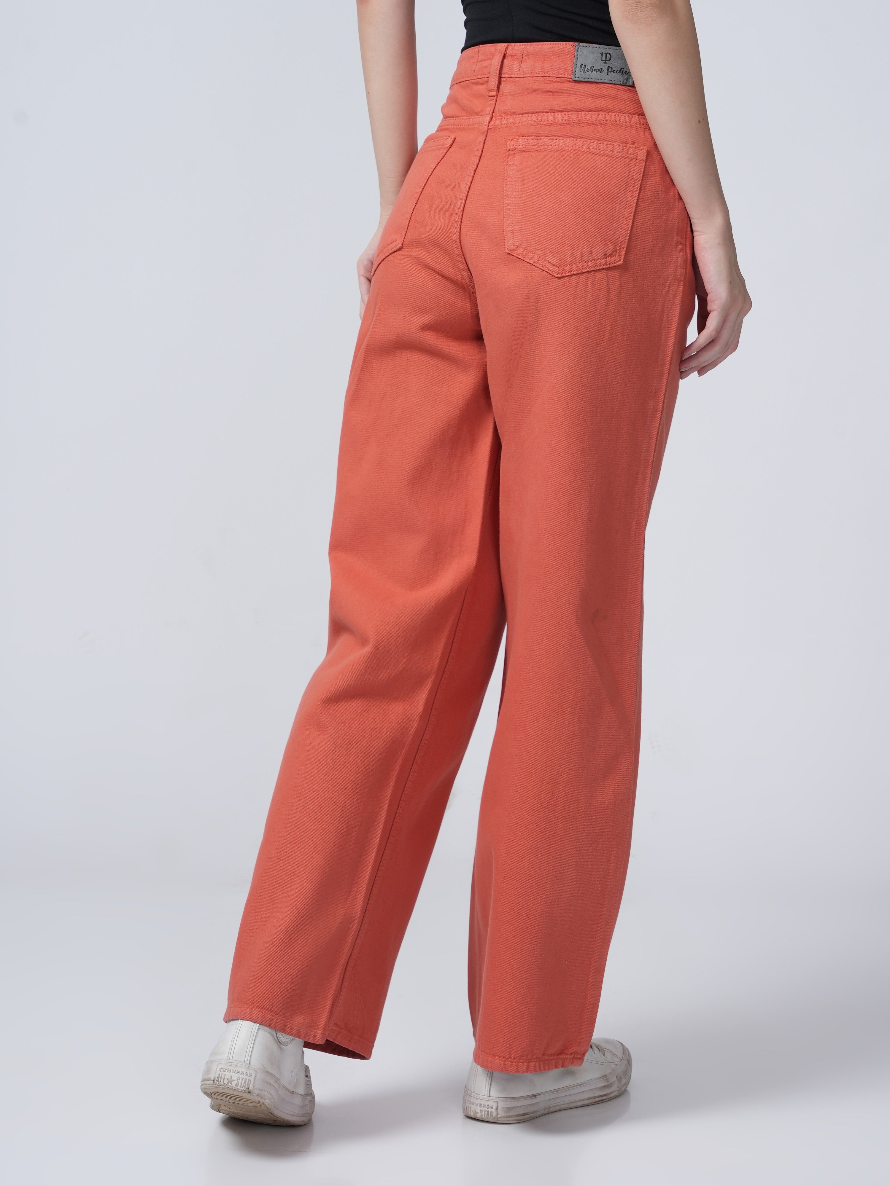 High Rise Wide Leg Denim - Corel Pink