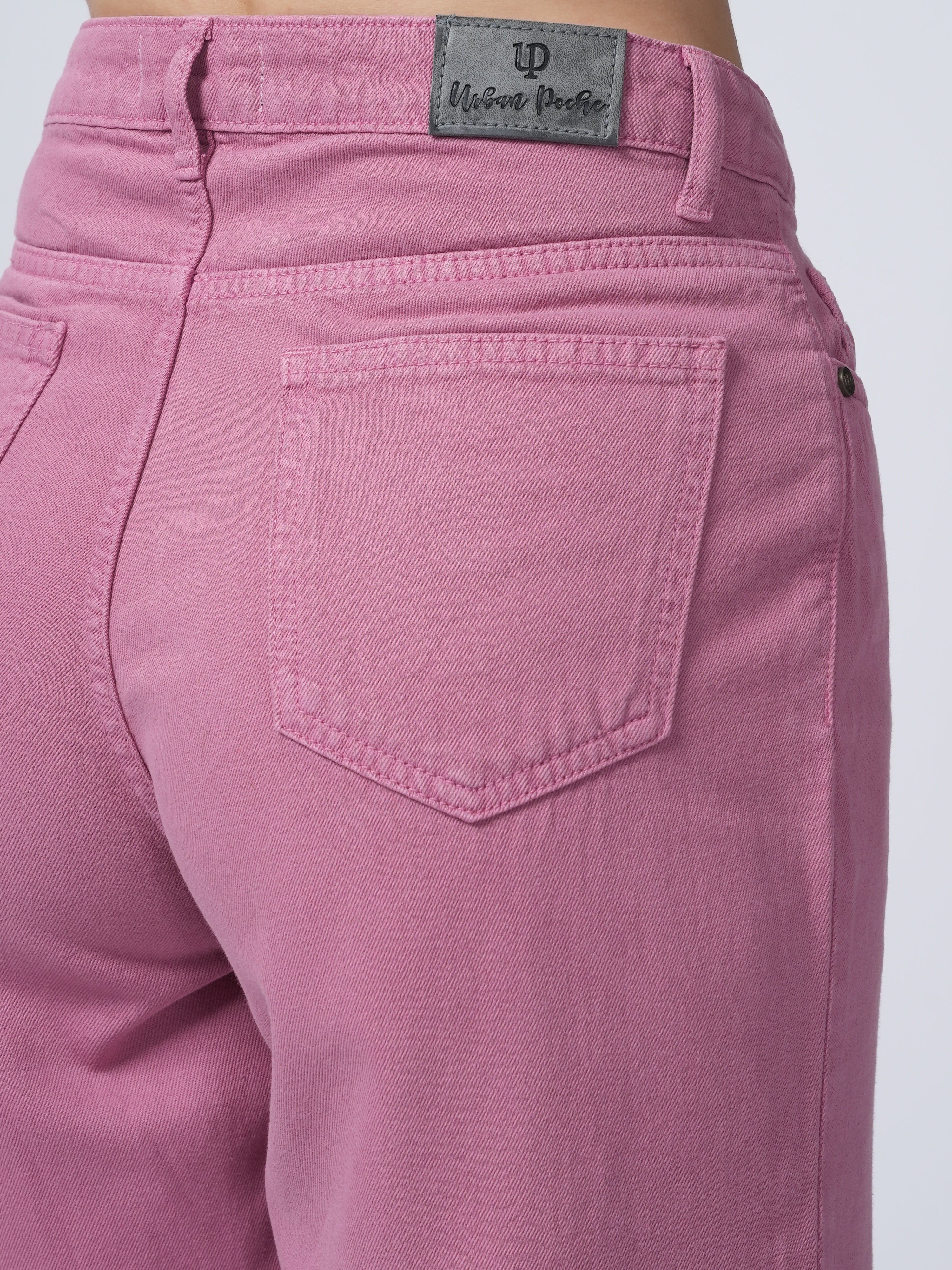 High Rise Wide Leg Denim - Pink.