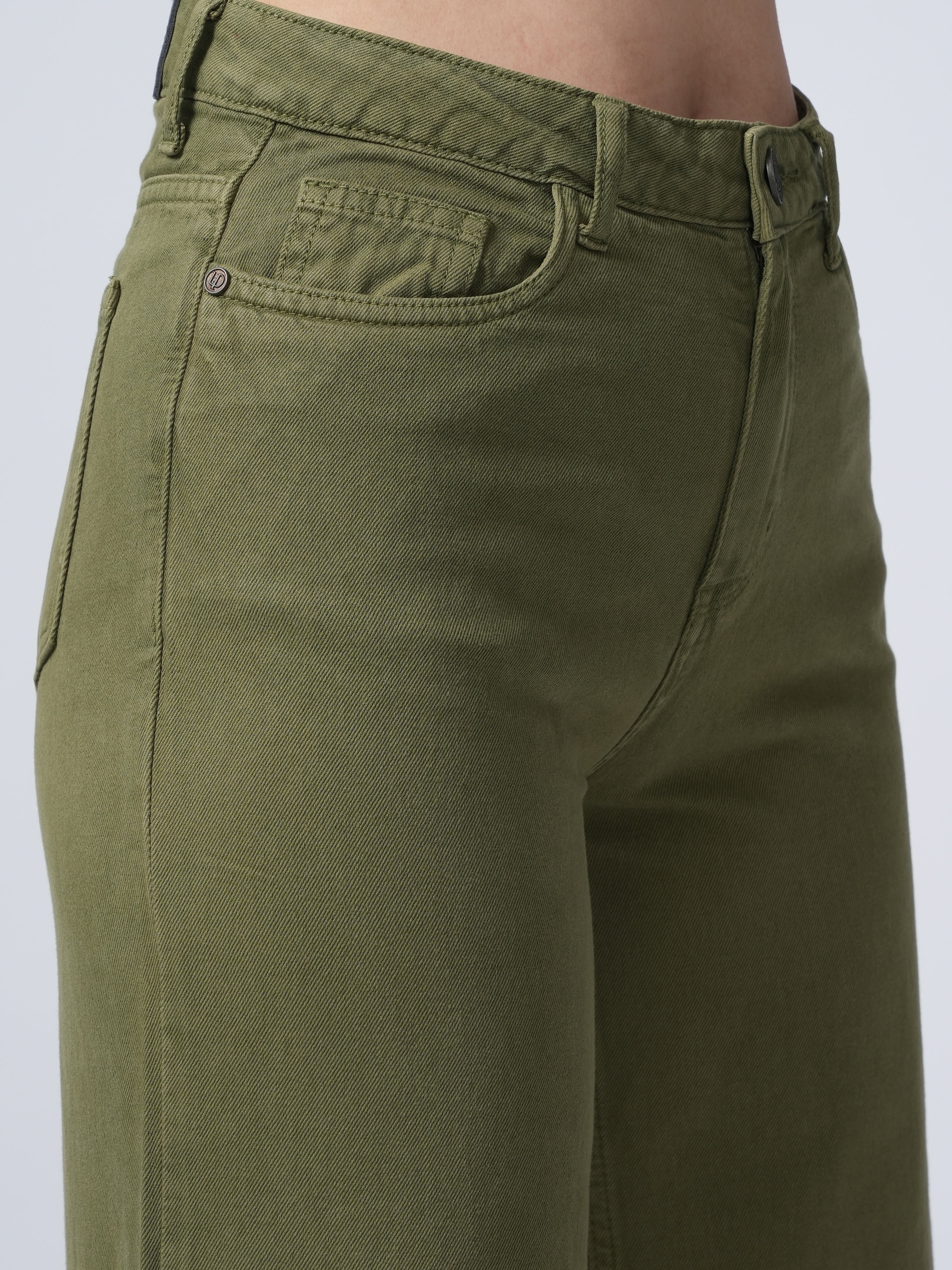 High Rise Wide Leg Denim - Green