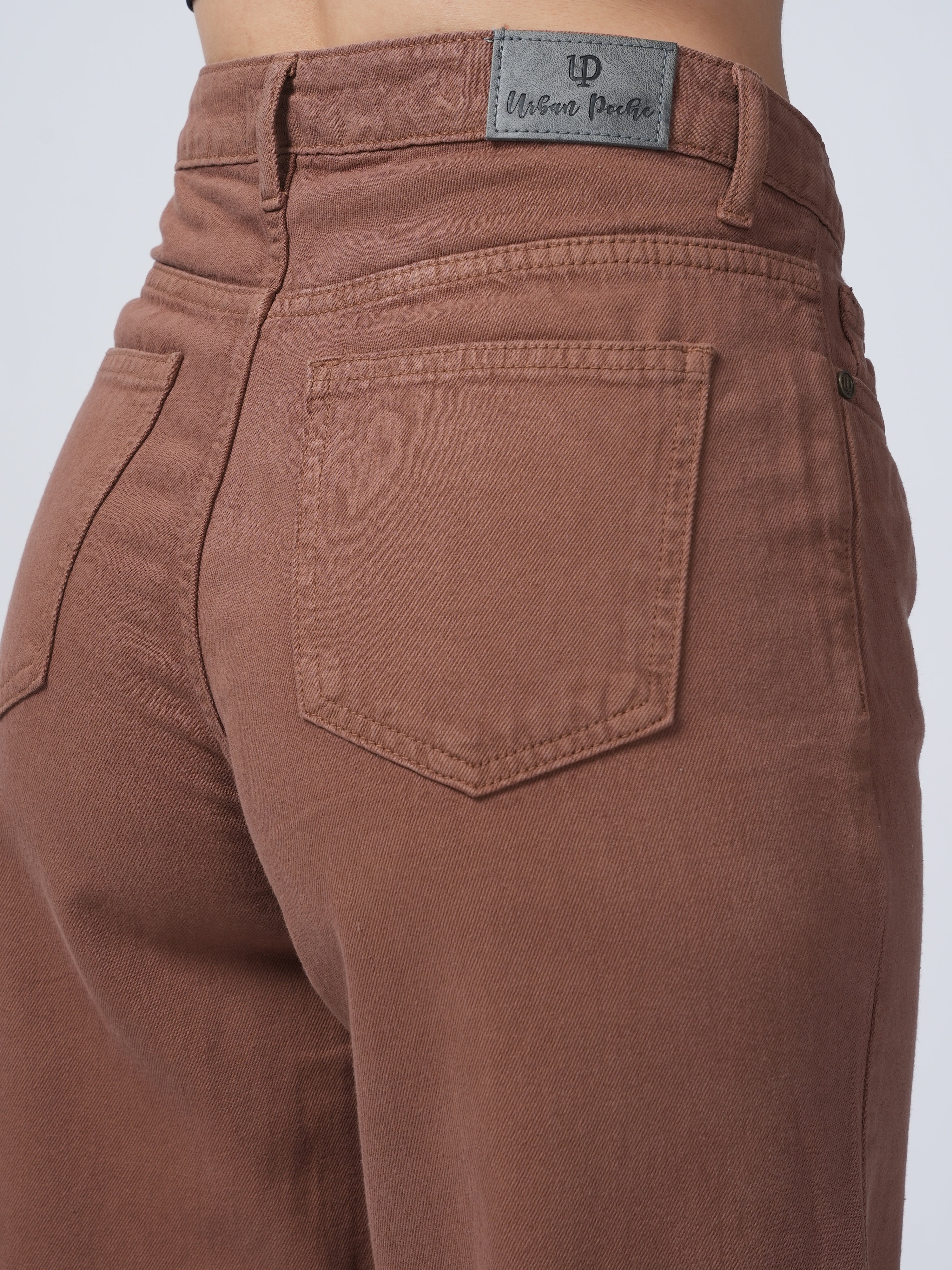 High Rise Wide Leg Denim - Brown.