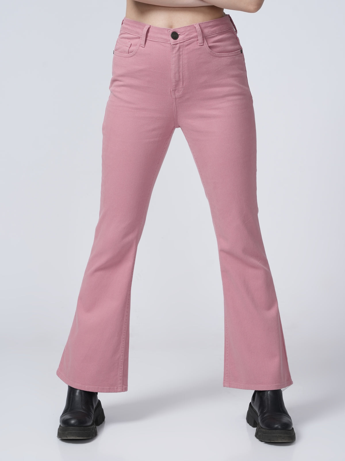 High Rise Bootcut Jeans - Pink