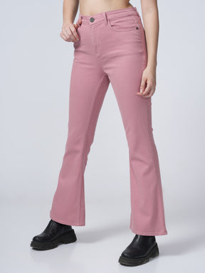High Rise Bootcut Jeans - Pink