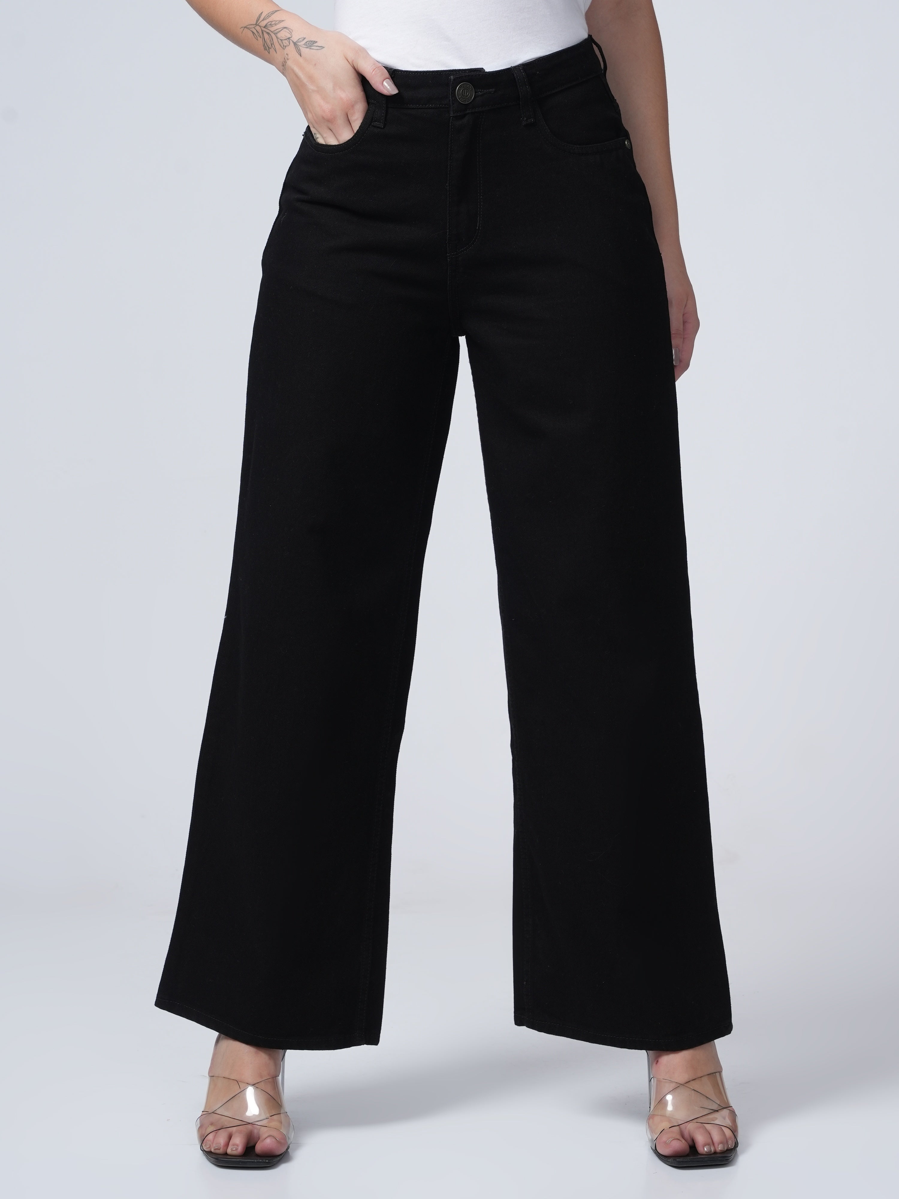 High Rise Wide Leg Denim - Black