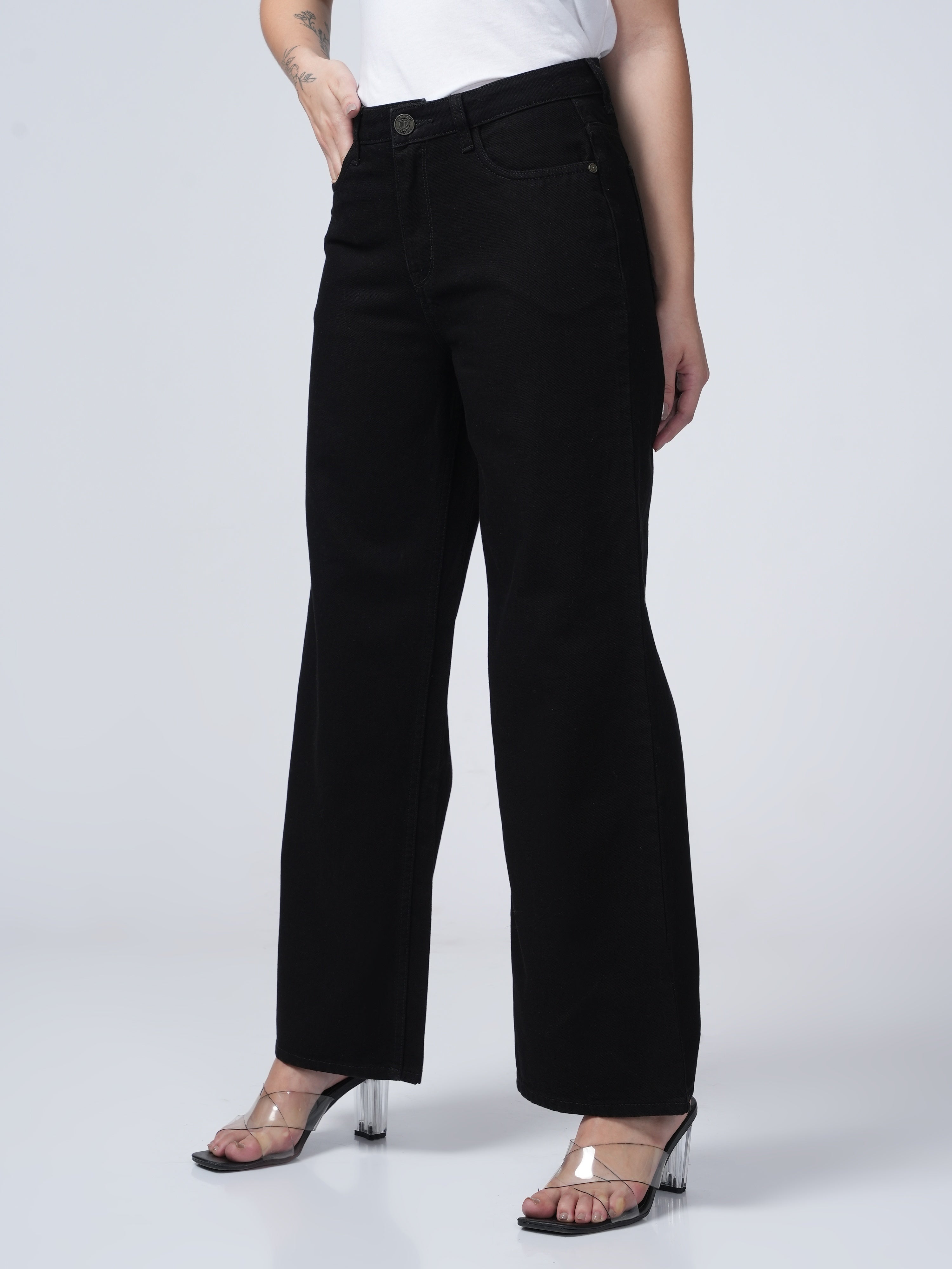 High Rise Wide Leg Denim - Black